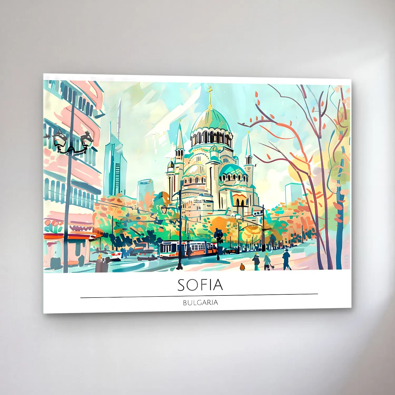 Vintage Poster Katedral No. 13 cam tablo — sol açıdan görünüm