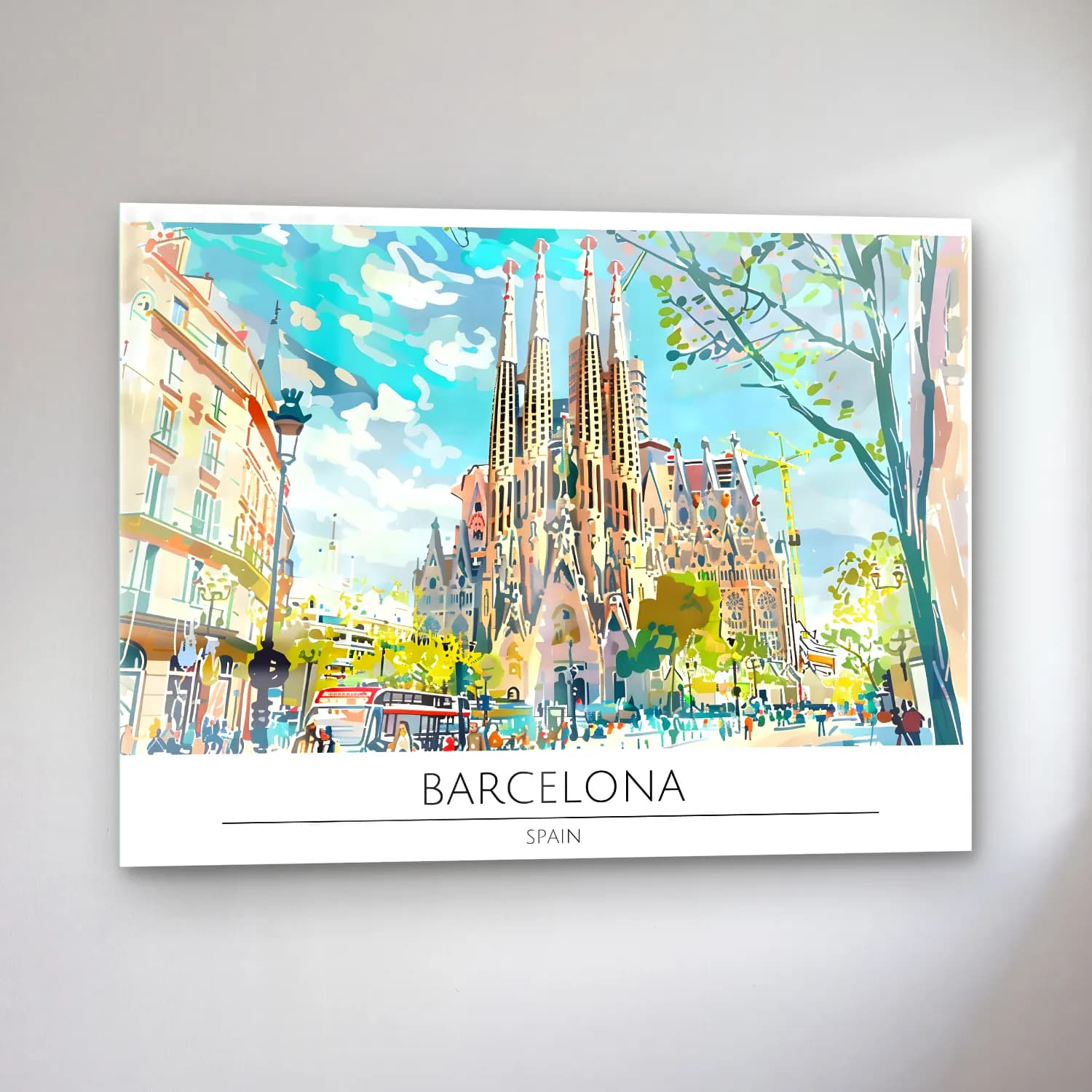 Pop Art Katedral – Mavi Tonlar cam tablo — sol açıdan görünüm