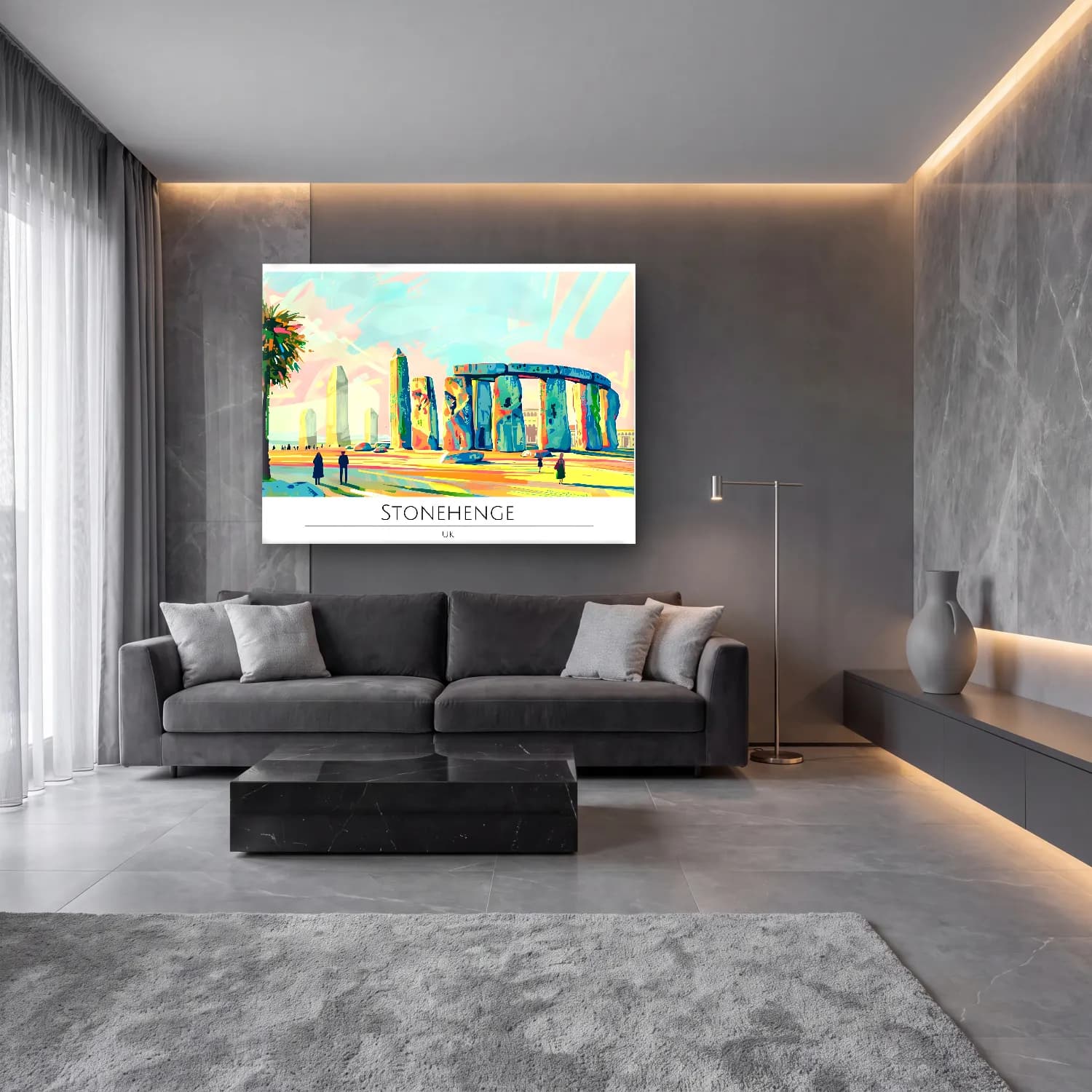 Pastel Antik Kalıntılar No. 5 cam tablo — lüks salon duvarında