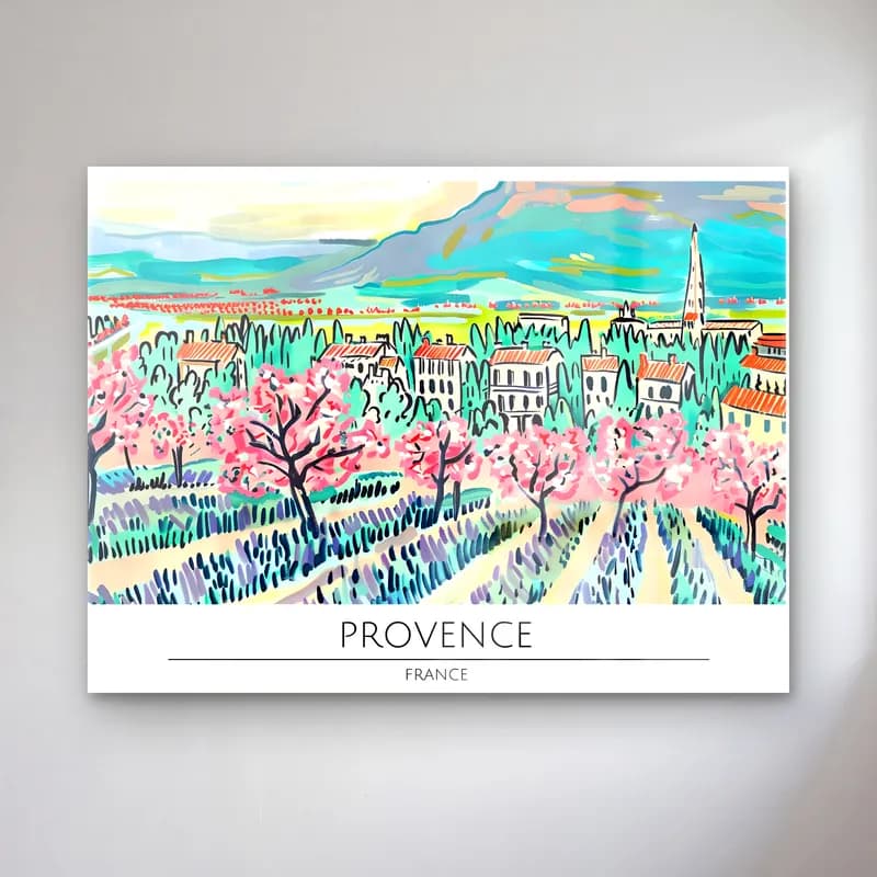 Pastel Akdeniz Sahil Kasabası No. 32 cam tablo — Pastel Akdeniz Sahil Kasabası No. 32 — pastel akdeniz sahil kasabası