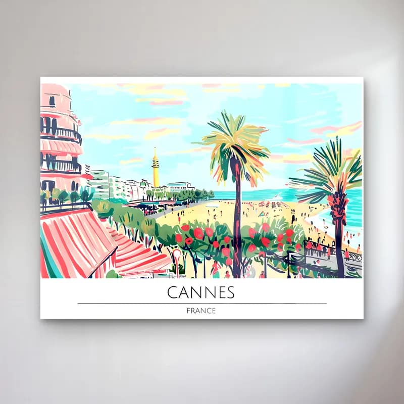 Pastel Akdeniz Sahil Kasabası No. 36 cam tablo — Pastel Akdeniz Sahil Kasabası No. 36 — pastel akdeniz sahil kasabası