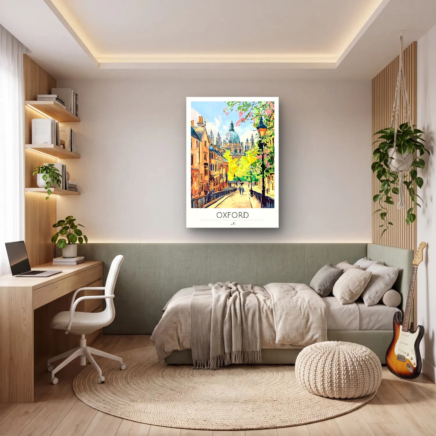 Pastel Kafeli Avrupa Sokağı No. 12 cam tablo — genç odasında