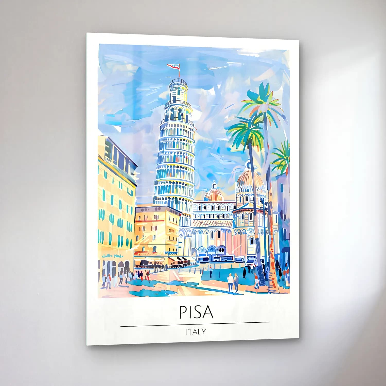 Pastel Roma – Turkuaz Tonlar cam tablo — sol açıdan görünüm