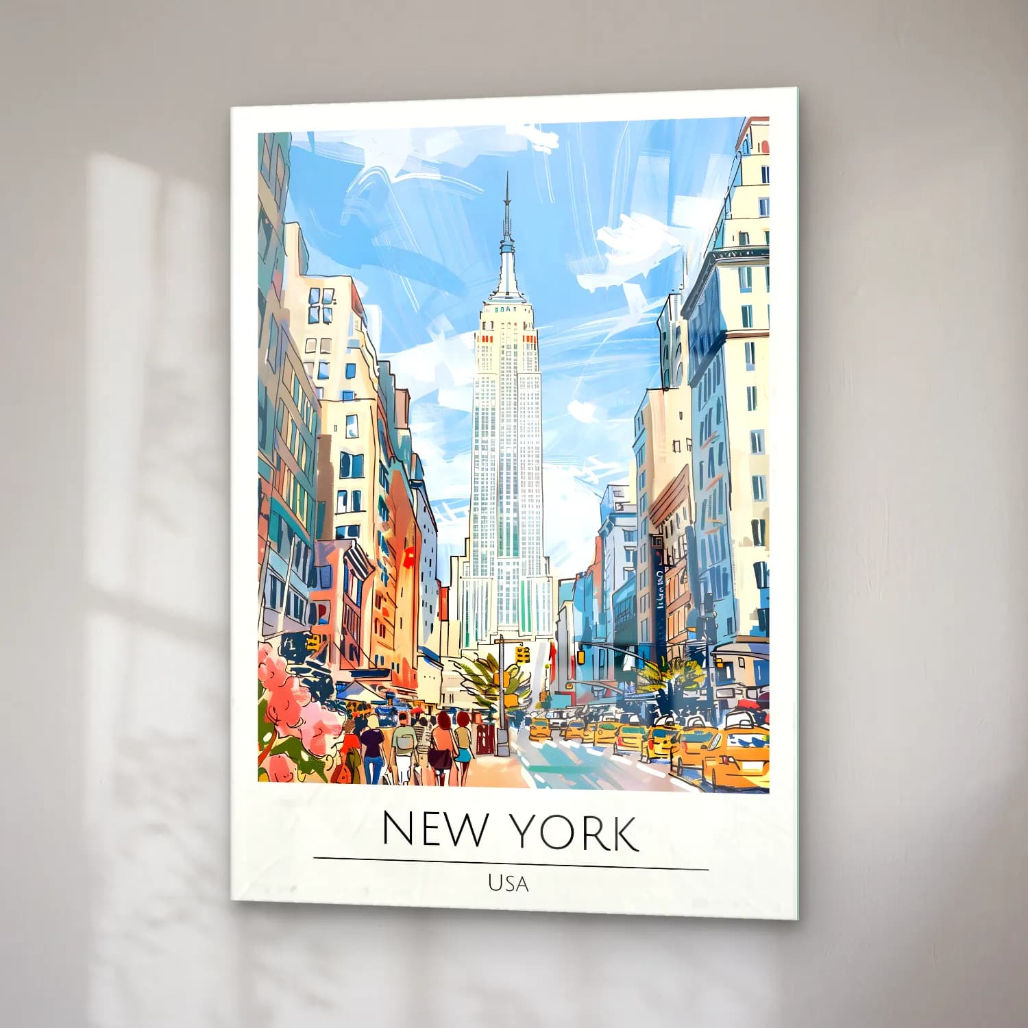 Pop Art New York Silüeti No. 2 cam tablo — sağ açıdan görünüm