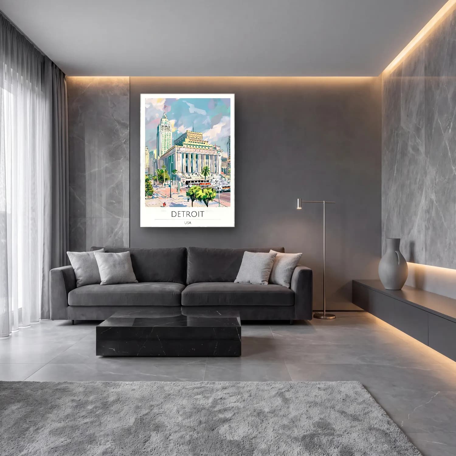 Pastel Katedral No. 20 cam tablo — lüks salon duvarında