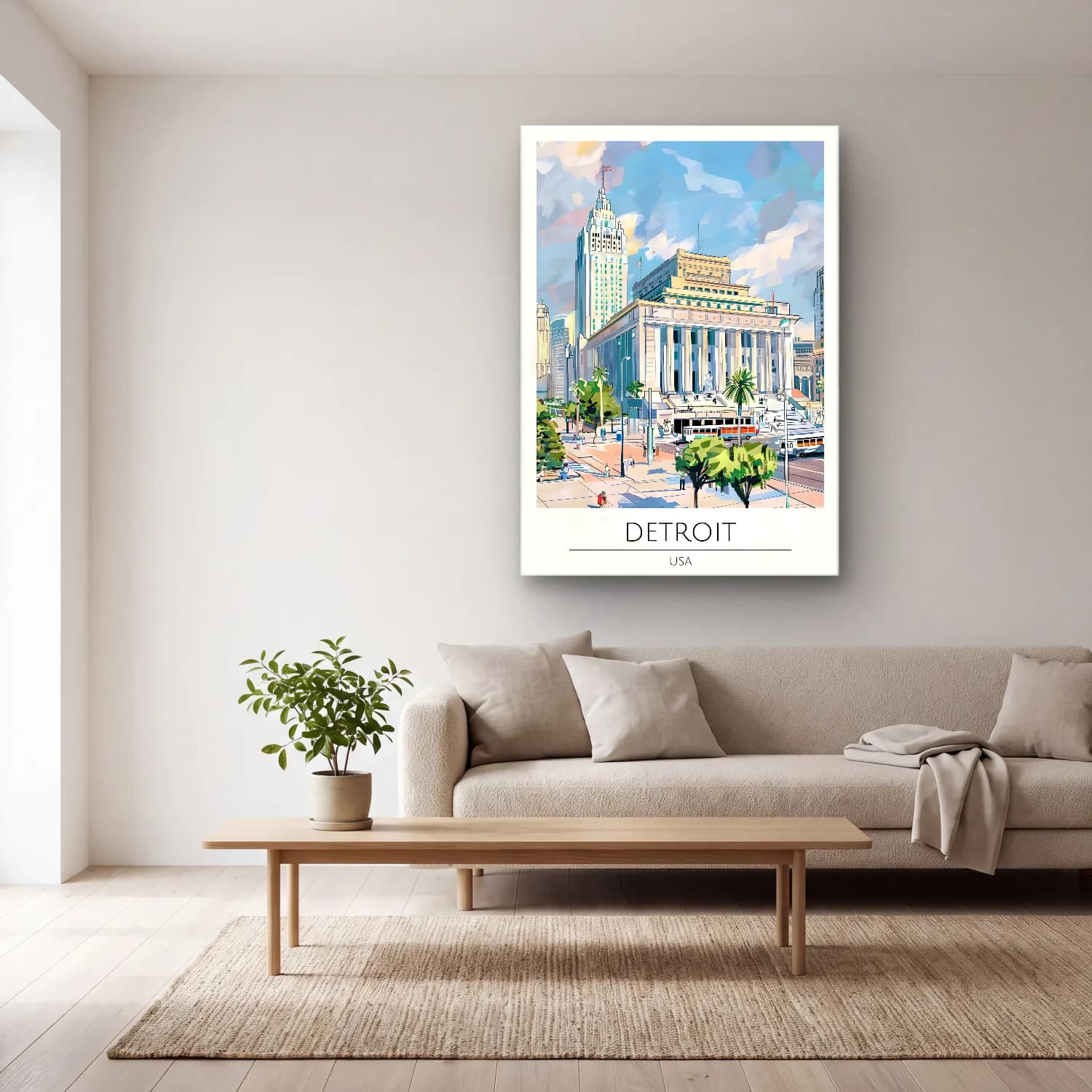 Pastel Katedral No. 20 cam tablo — açık renk salonda