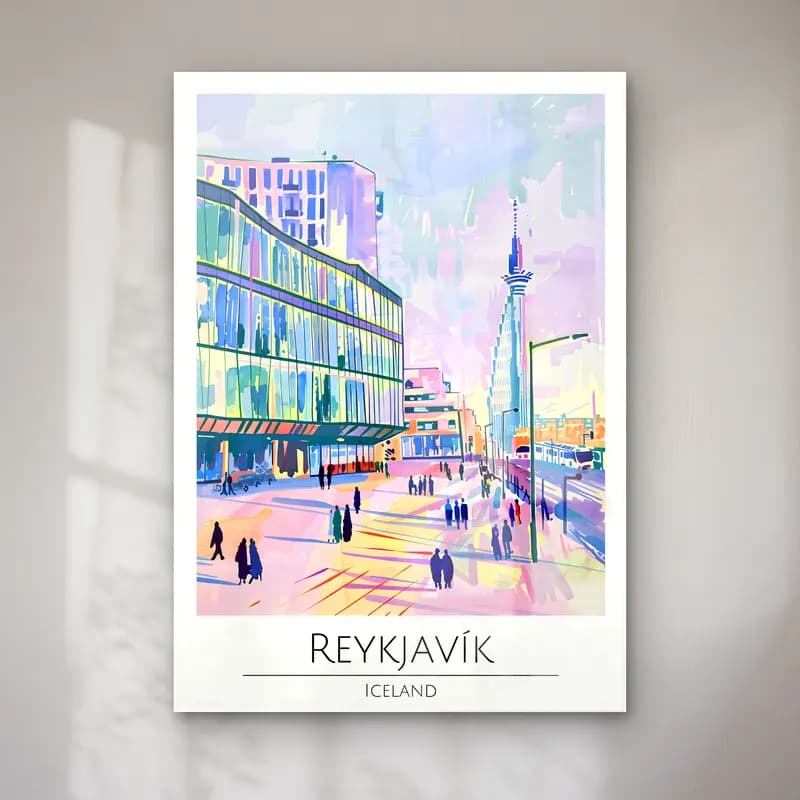 Suluboya Kalabalık Cadde No. 8 cam tablo — Suluboya Kalabalık Cadde No. 8 — suluboya kalabalık cadde