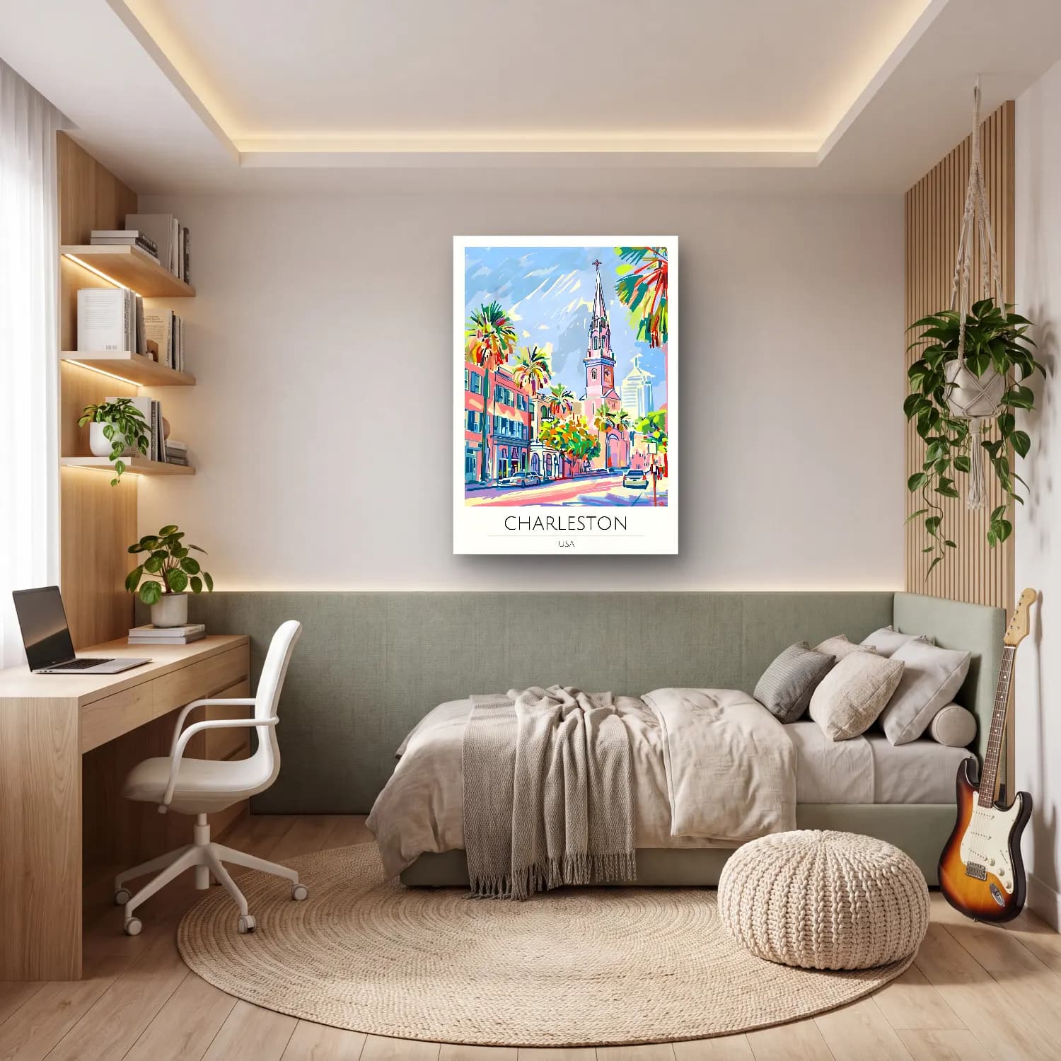 Pastel Katedral No. 21 cam tablo — genç odasında