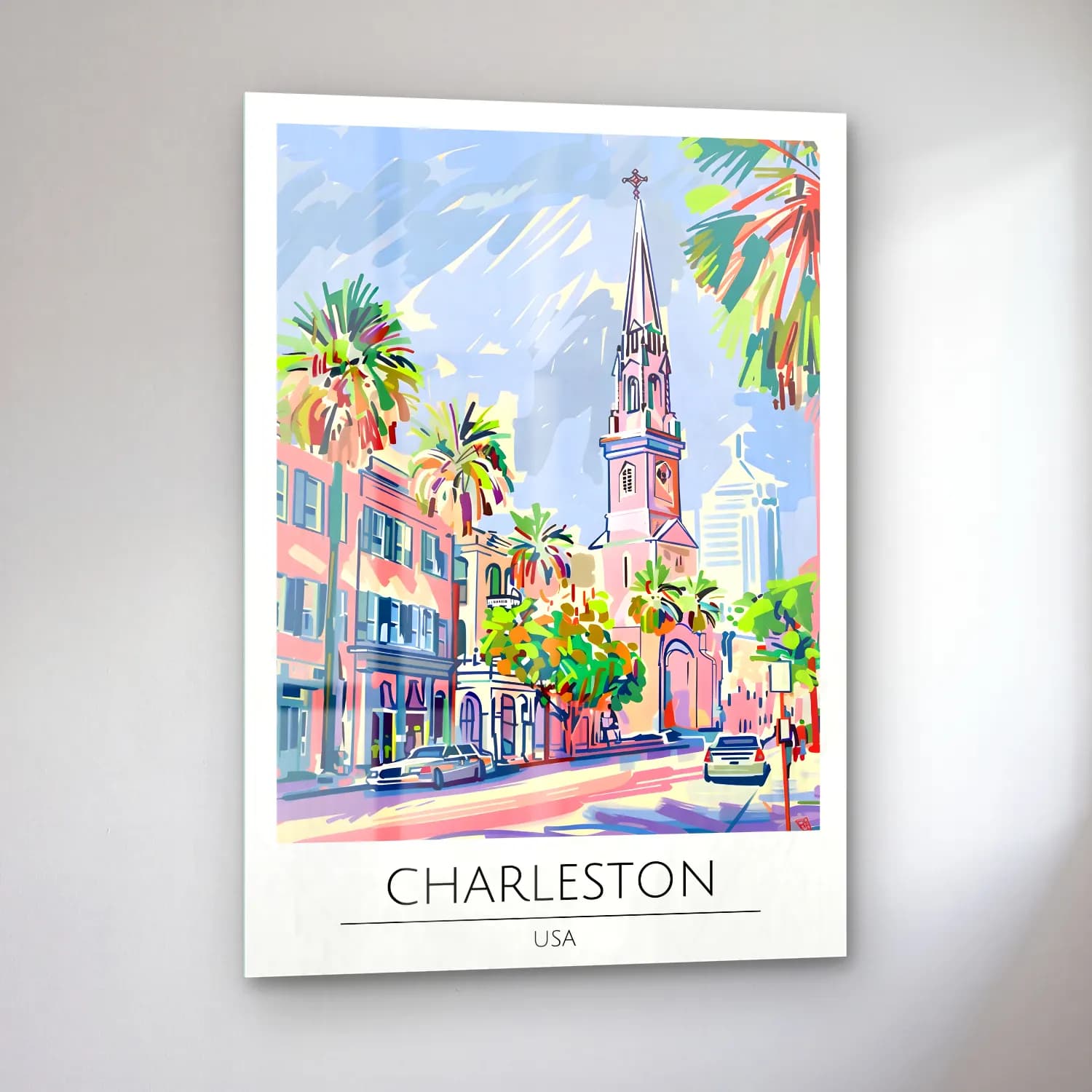 Pastel Katedral No. 21 cam tablo — sol açıdan görünüm