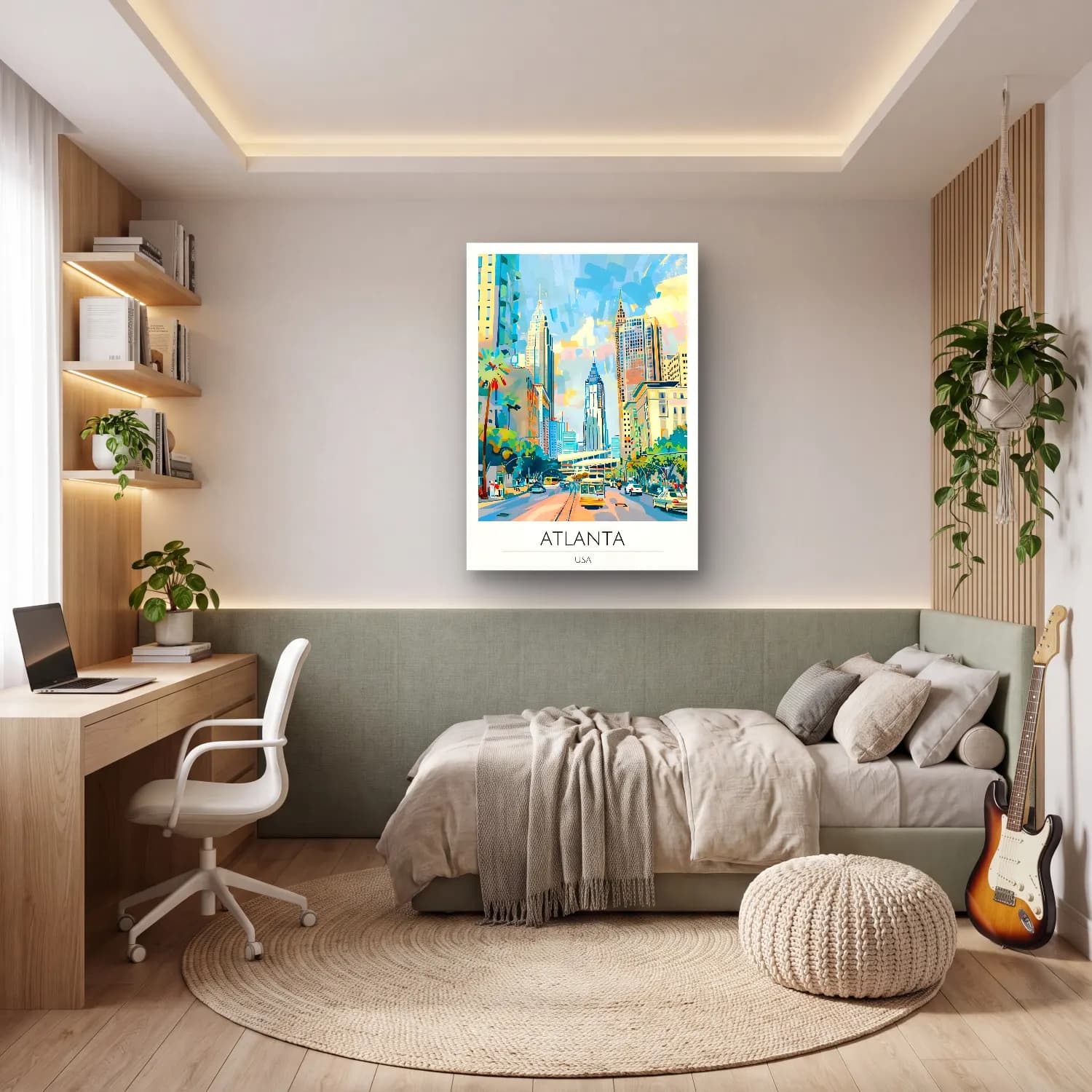 Pop Art New York Silüeti No. 3 cam tablo — genç odasında