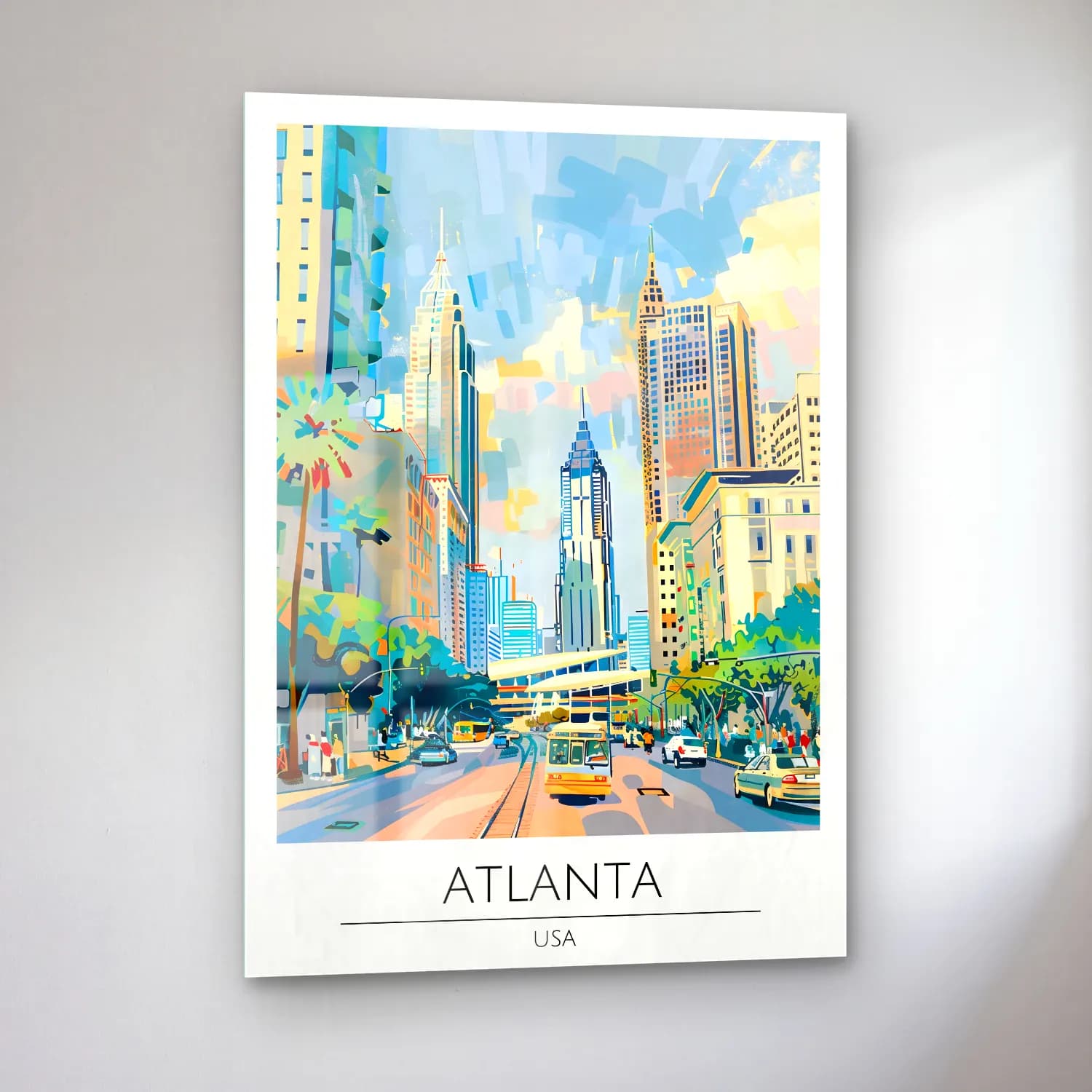 Pop Art New York Silüeti No. 3 cam tablo — sol açıdan görünüm