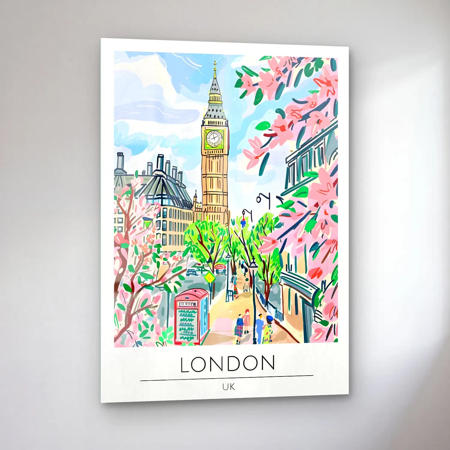 Pastel Londra No. 8 cam tablo — sol açıdan görünüm