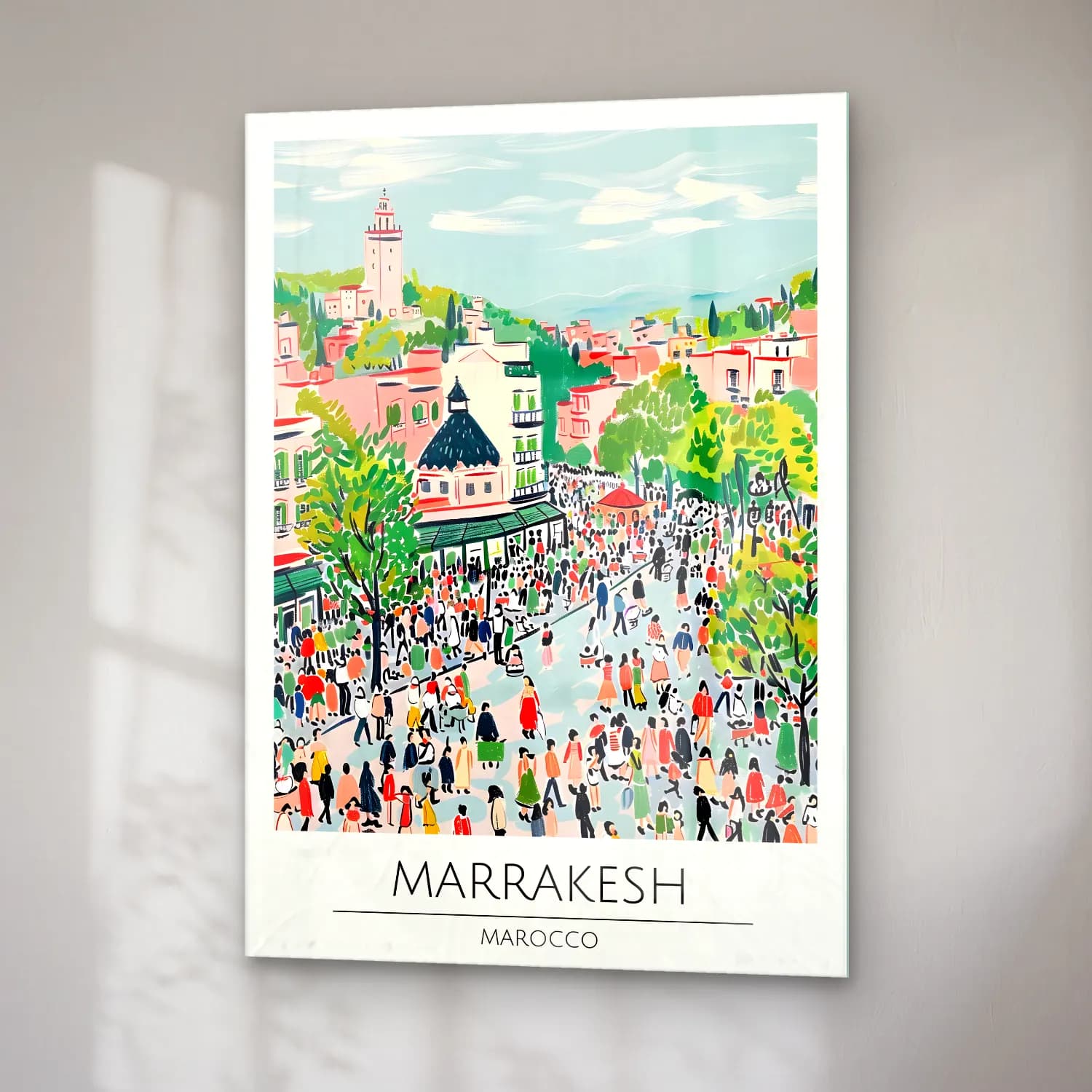 Maksimalist Kalabalık Cadde No. 2 cam tablo — sağ açıdan görünüm