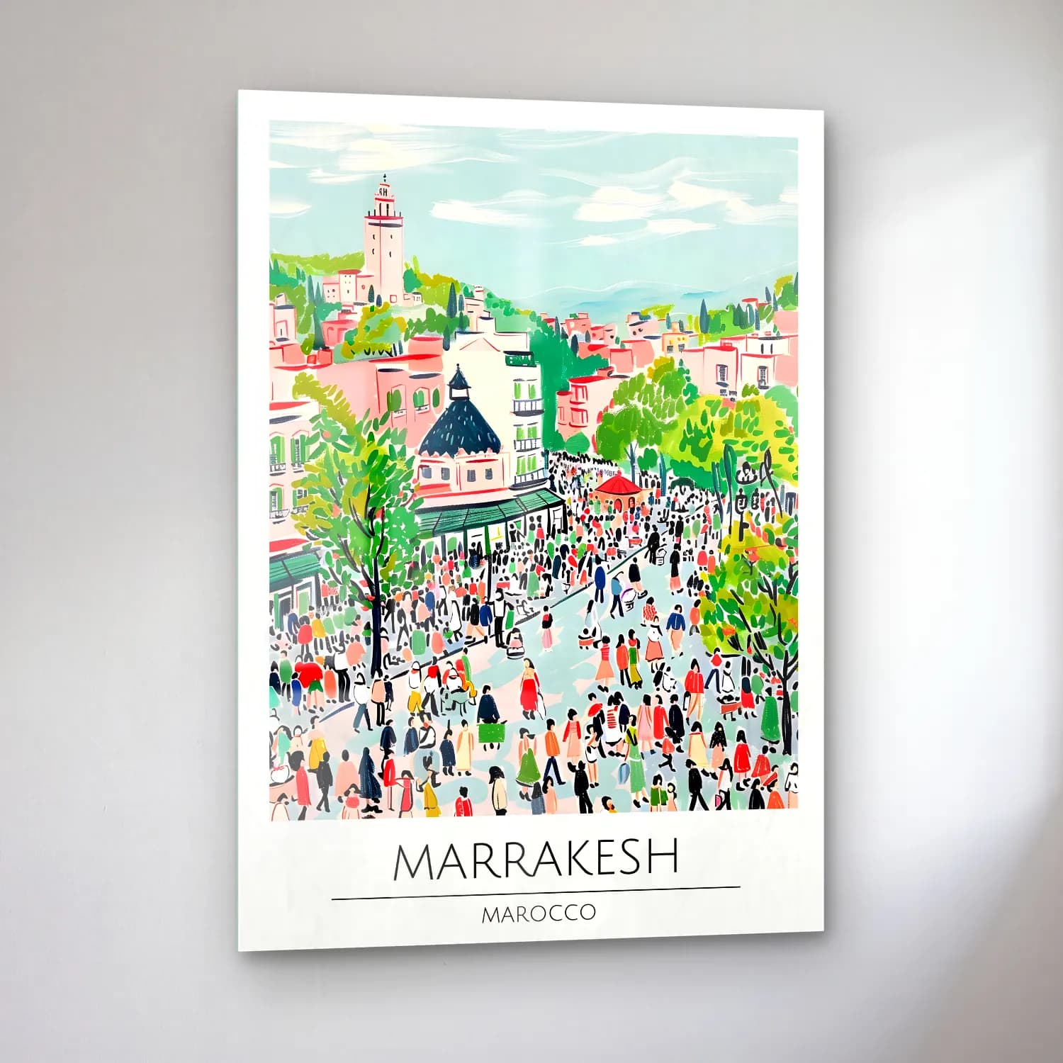 Maksimalist Kalabalık Cadde No. 2 cam tablo — sol açıdan görünüm