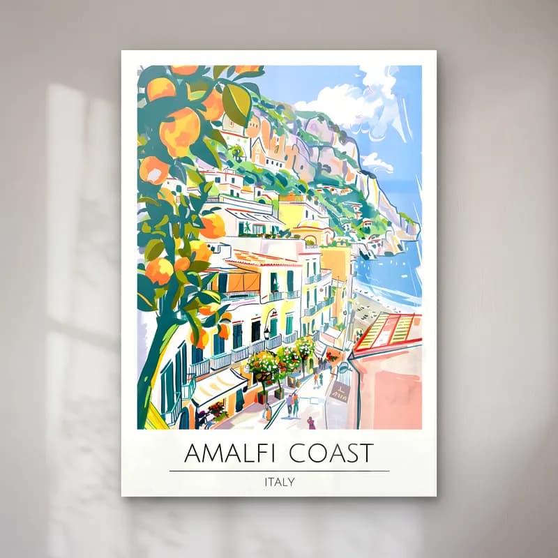 Pastel İtalyan Sahili – Turuncu Tonlar cam tablo — Pastel İtalyan Sahili – Turuncu Tonlar — pastel i̇talyan sahili