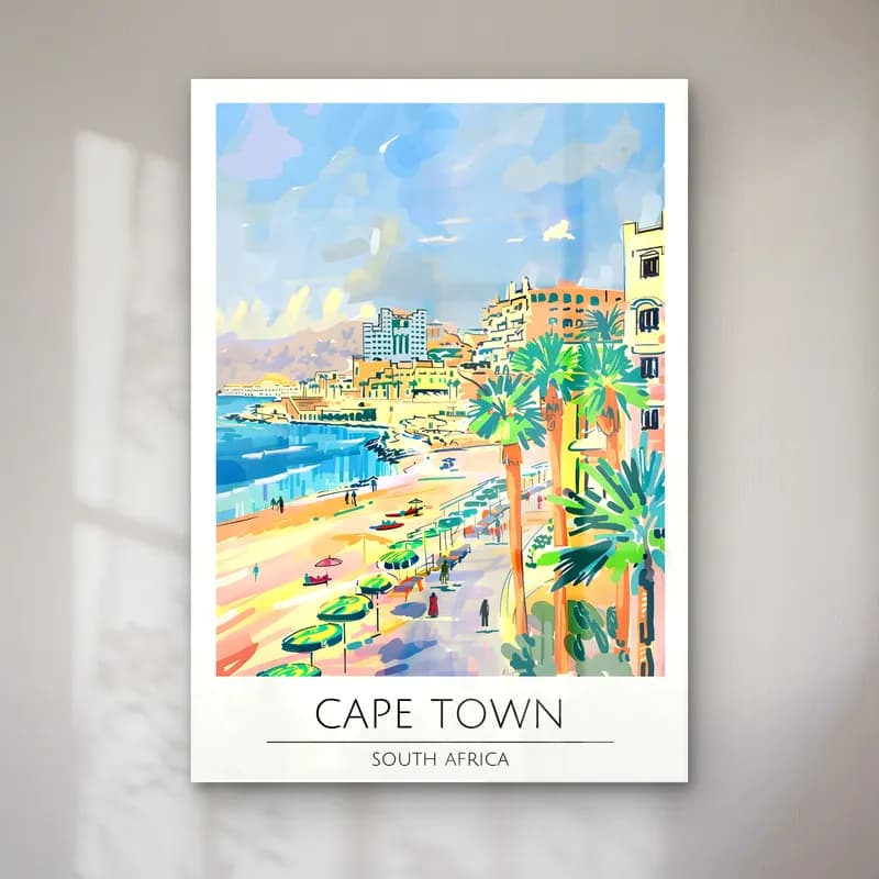 Pastel Akdeniz Sahil Kasabası No. 46 cam tablo — Pastel Akdeniz Sahil Kasabası No. 46 — pastel akdeniz sahil kasabası