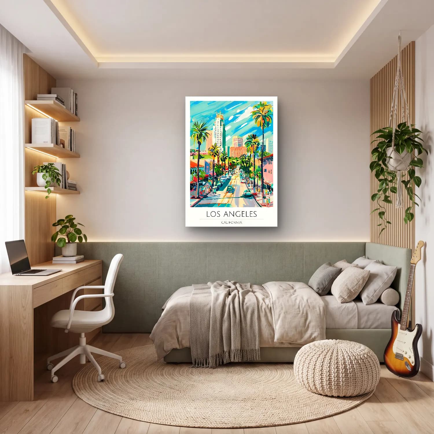 Pastel Köy Sokağı No. 14 cam tablo — genç odasında