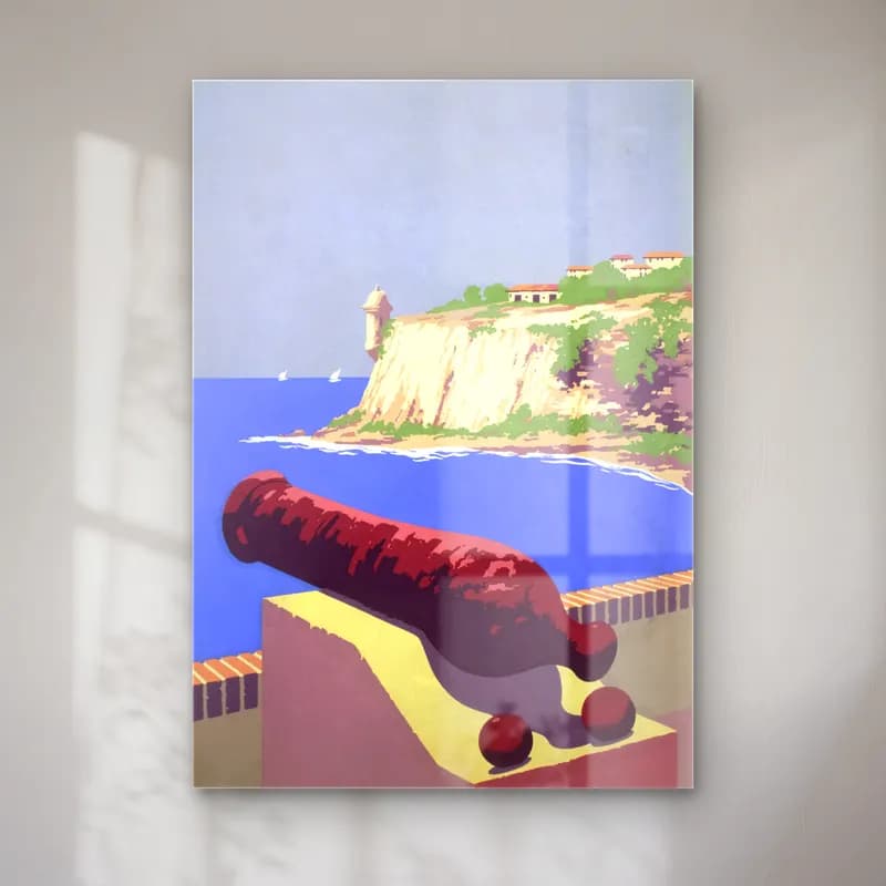 Vintage Poster Akdeniz Sahil Kasabası No. 23 cam tablo — Vintage Poster Akdeniz Sahil Kasabası No. 23 — vintage poster akdeniz sahil kasabası