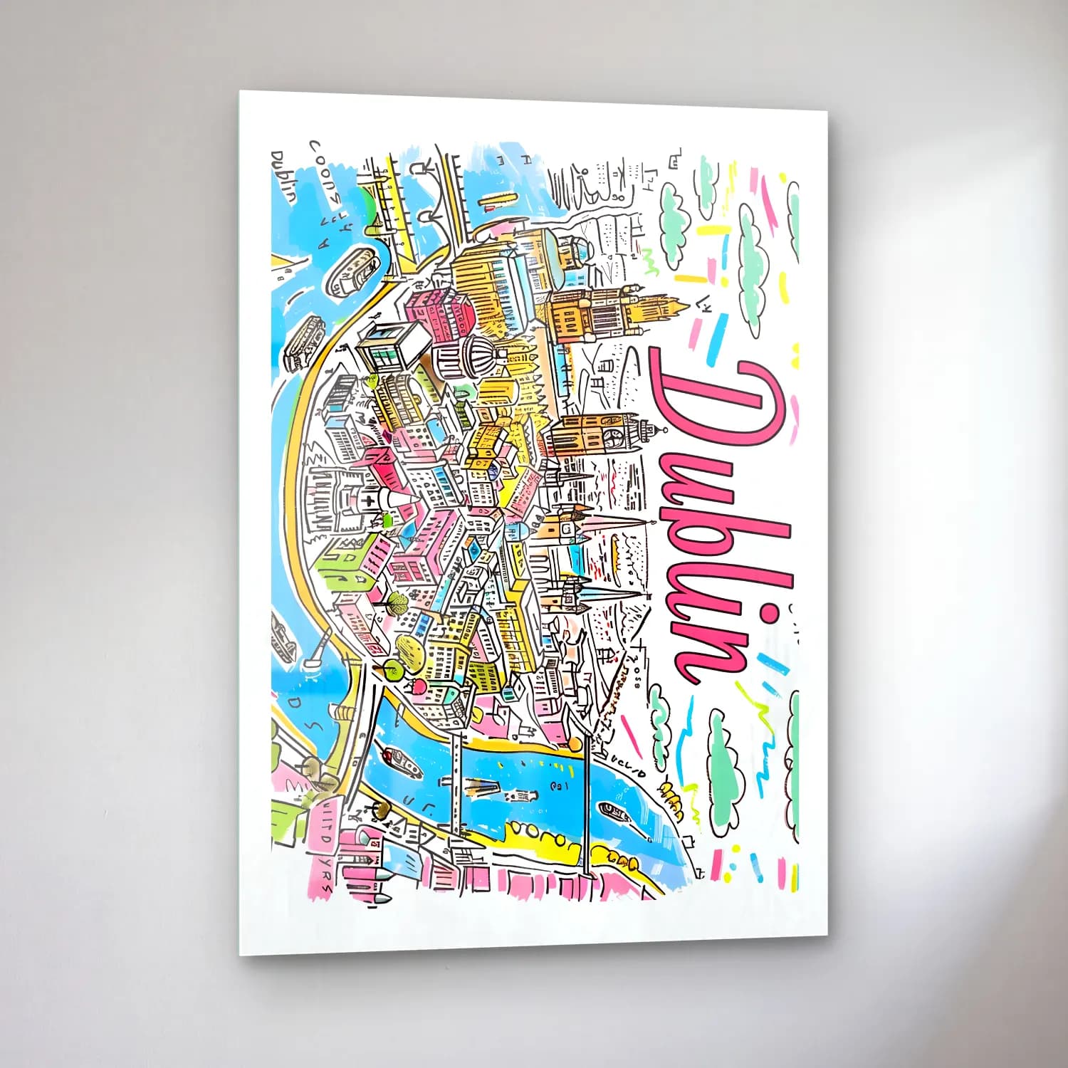 Pop Art Londra – Pembe Tonlar cam tablo — sol açıdan görünüm