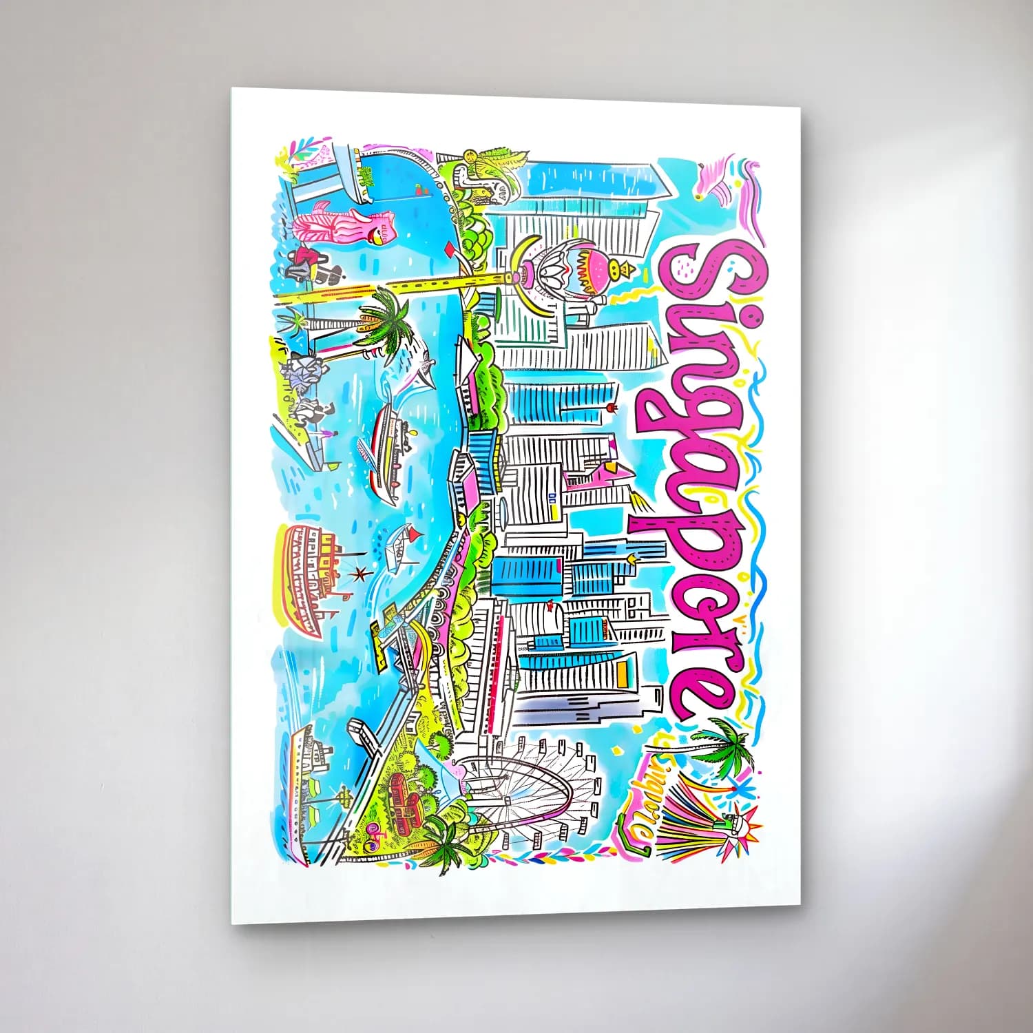 Pastel Sörf No. 14 cam tablo — sol açıdan görünüm