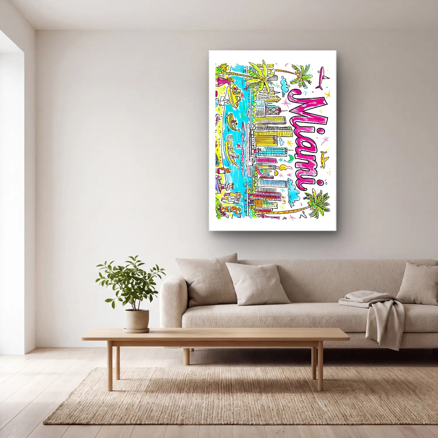 Pop Art New York Silüeti – Pembe Tonlar cam tablo — açık renk salonda