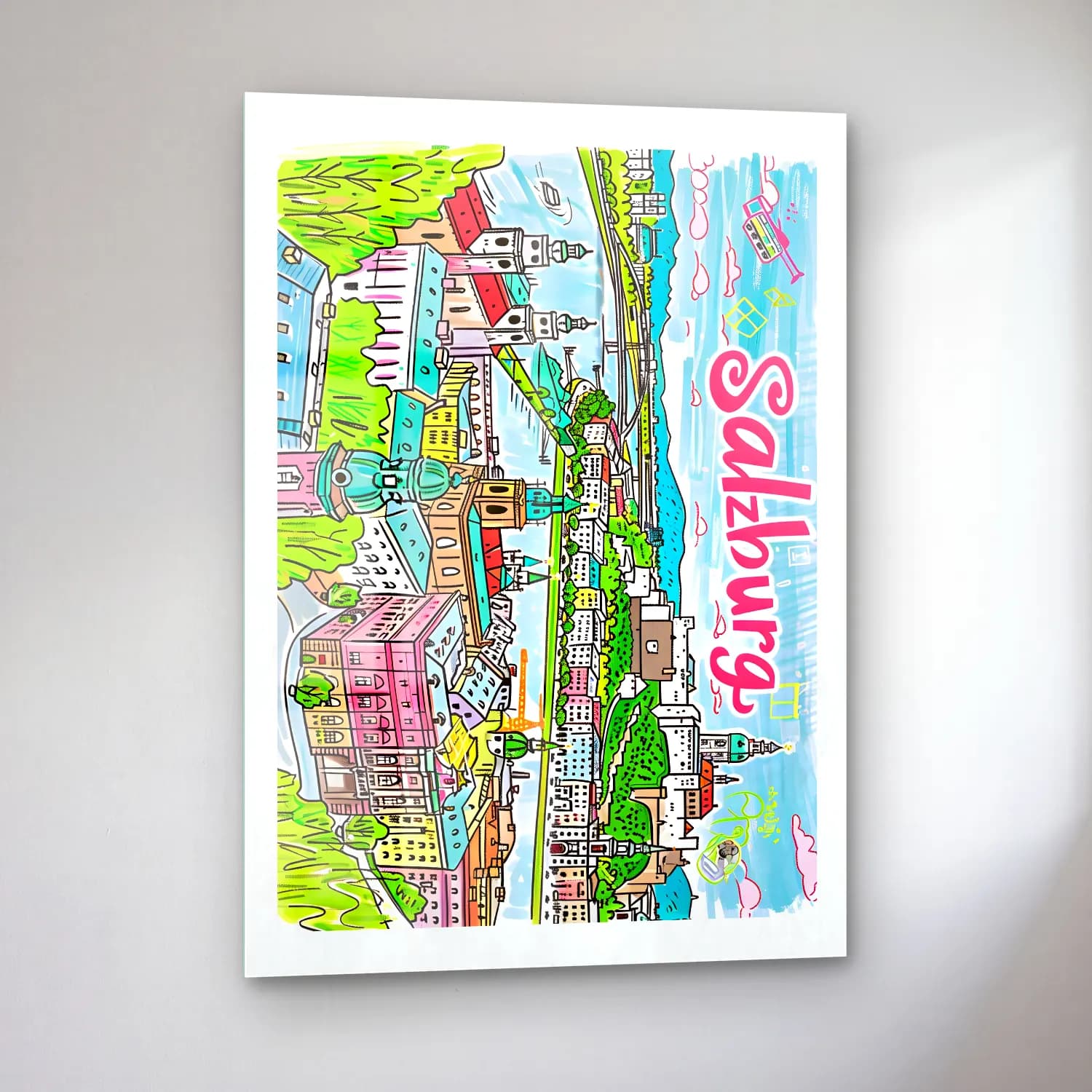 Maksimalist İstanbul No. 5 cam tablo — sol açıdan görünüm