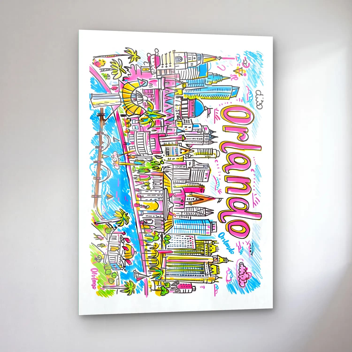 Pop Art New York Silüeti No. 6 cam tablo — sol açıdan görünüm