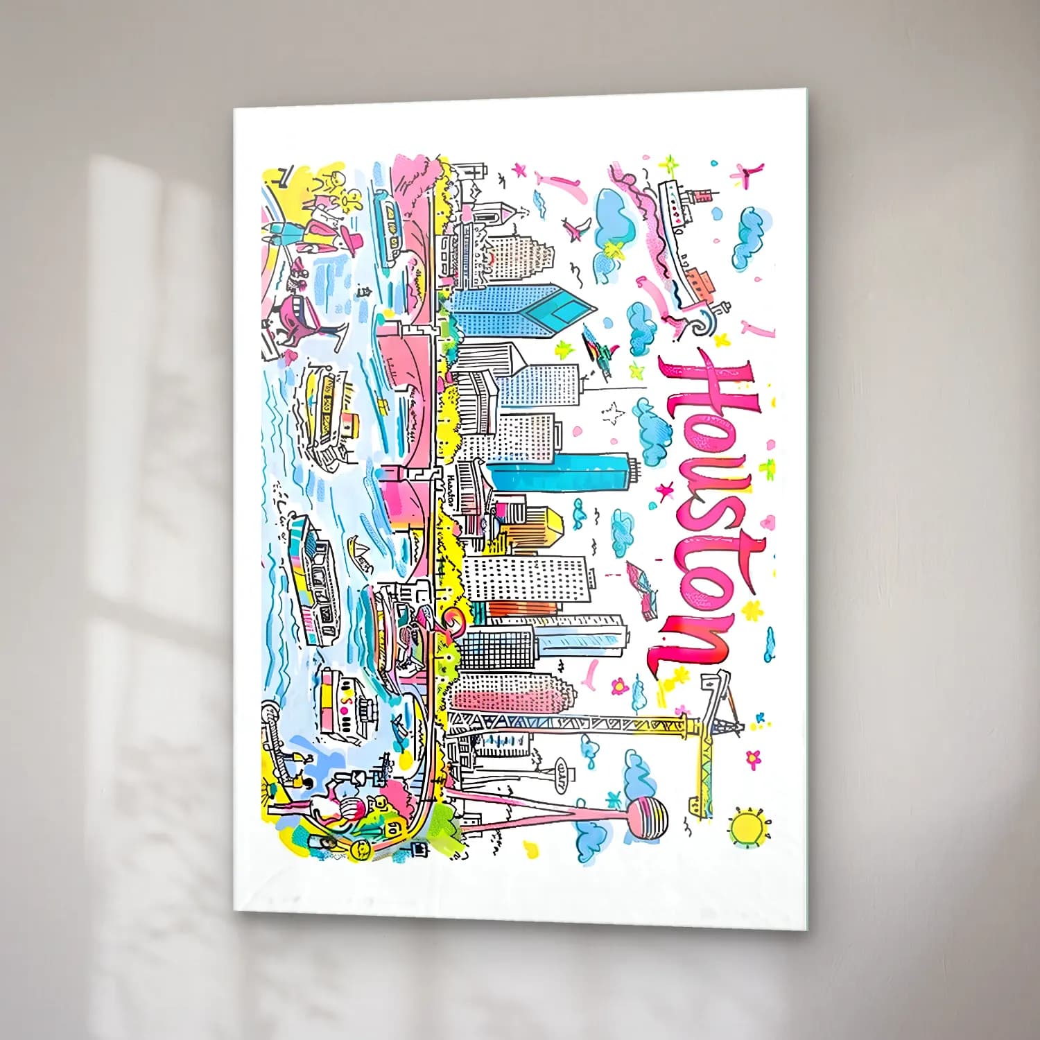 Maksimalist New York Silüeti No. 6 cam tablo — sağ açıdan görünüm