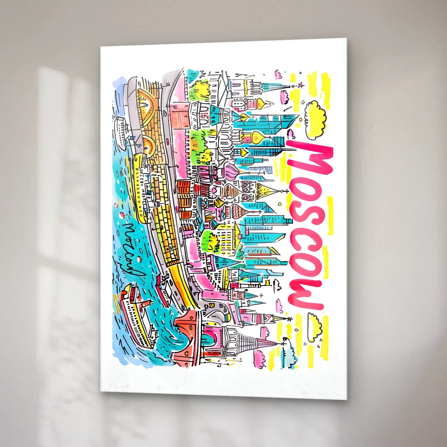 Maksimalist New York Silüeti No. 8 cam tablo — sağ açıdan görünüm