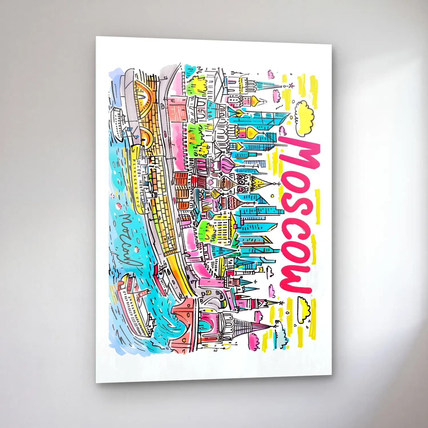 Maksimalist New York Silüeti No. 8 cam tablo — sol açıdan görünüm