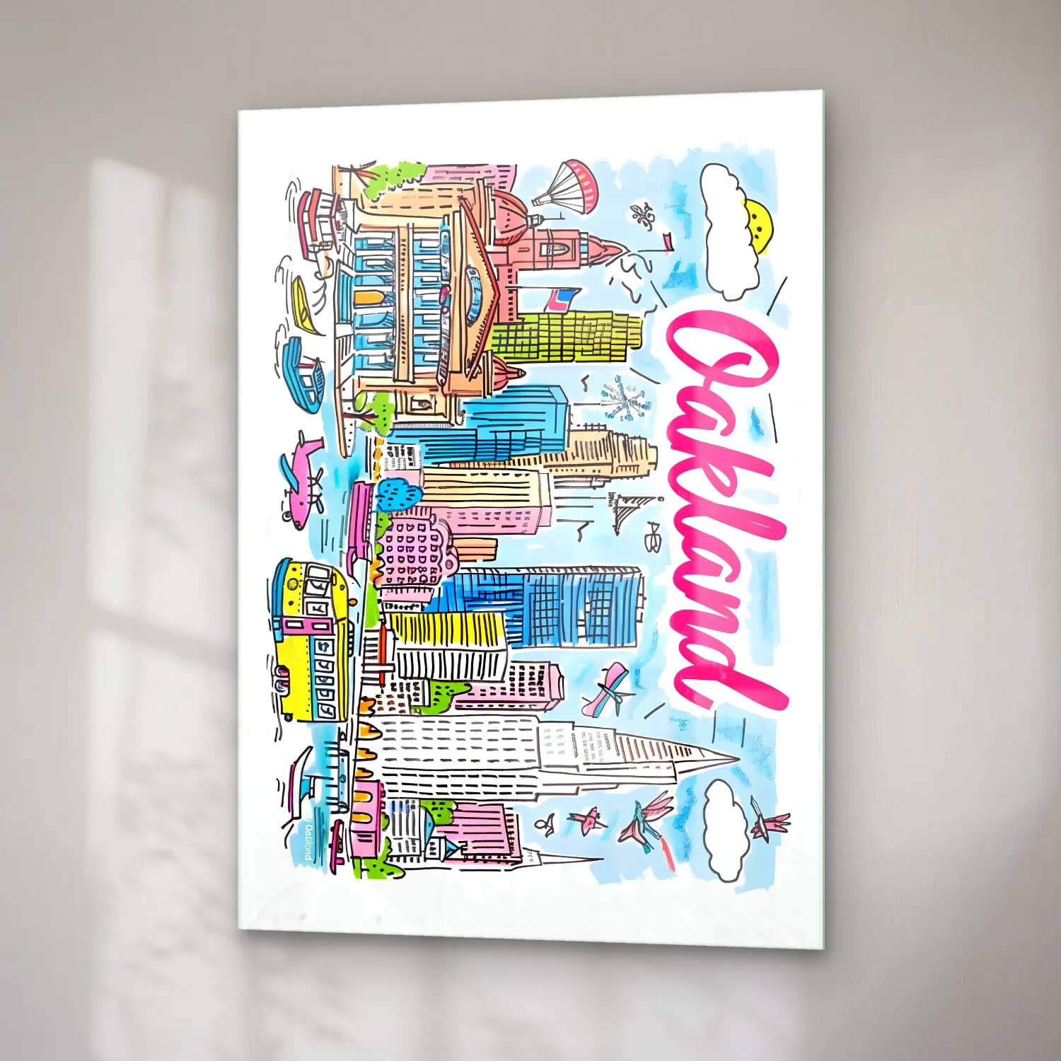 Maksimalist New York Silüeti No. 9 cam tablo — sağ açıdan görünüm