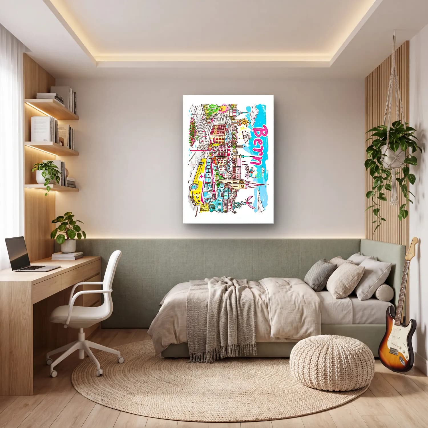 Pop Art İstanbul – Turkuaz Tonlar cam tablo — genç odasında
