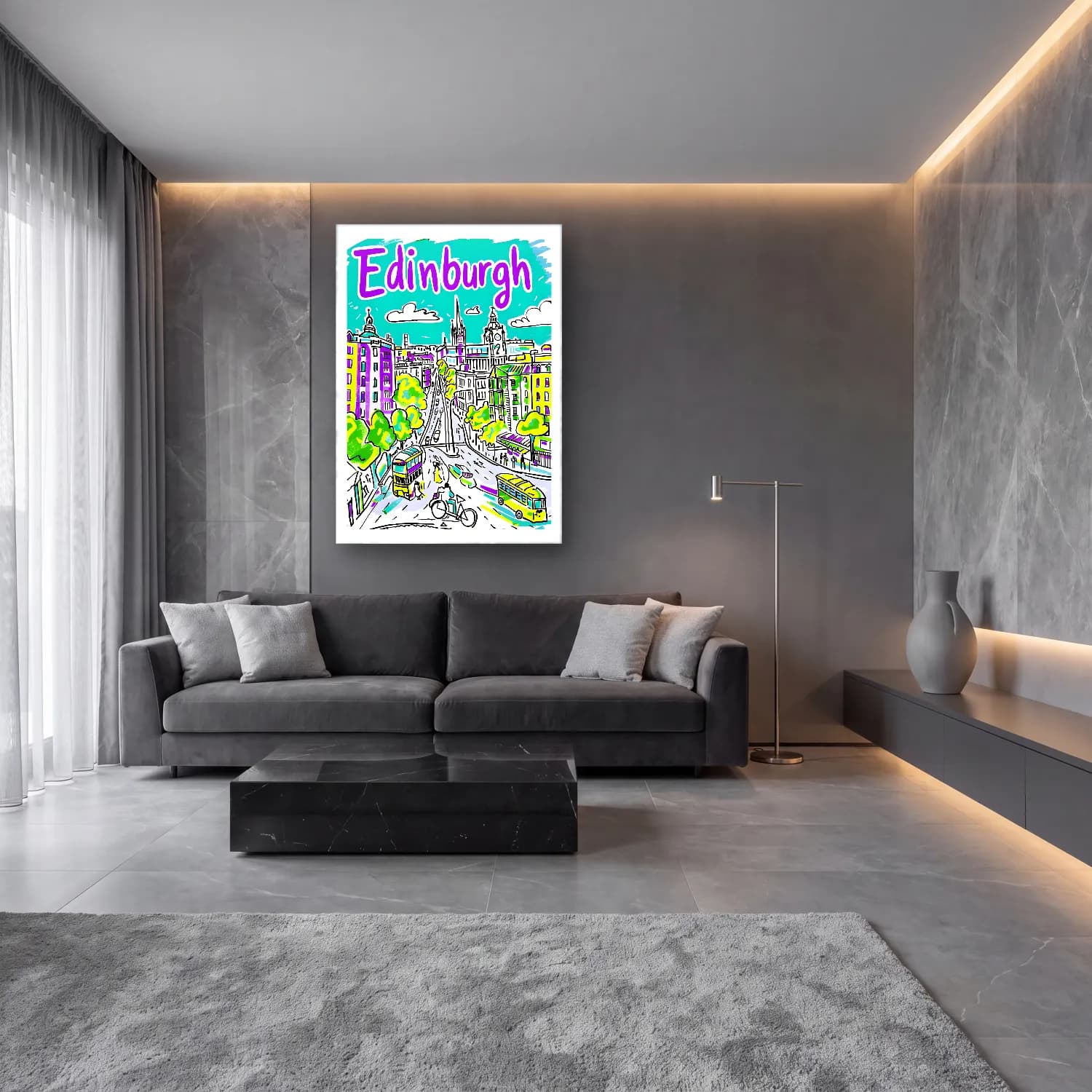 Pop Art Londra No. 7 cam tablo — lüks salon duvarında