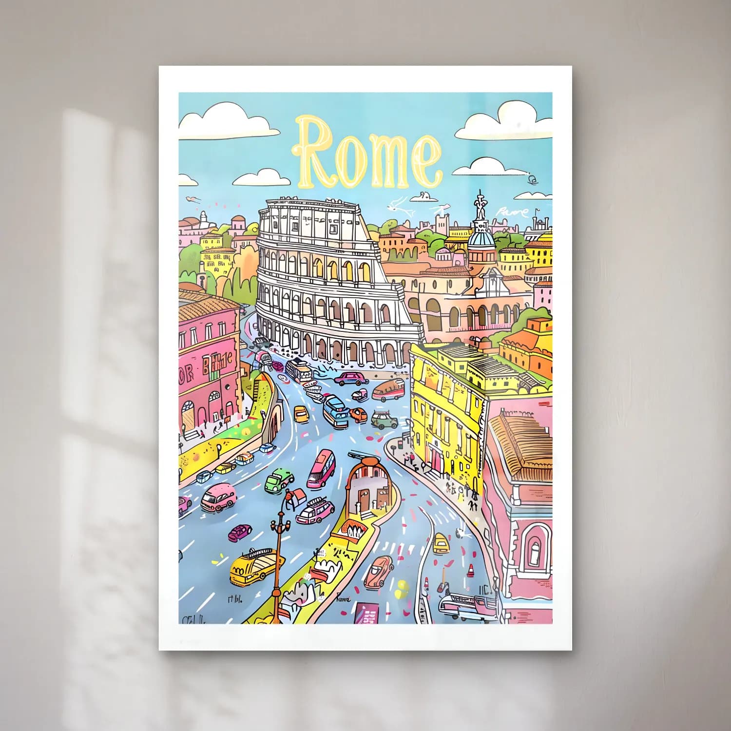 Sevimli İllüstrasyon Roma No. 3 cam tablo — Sevimli İllüstrasyon Roma No. 3 — sevimli i̇llüstrasyon roma