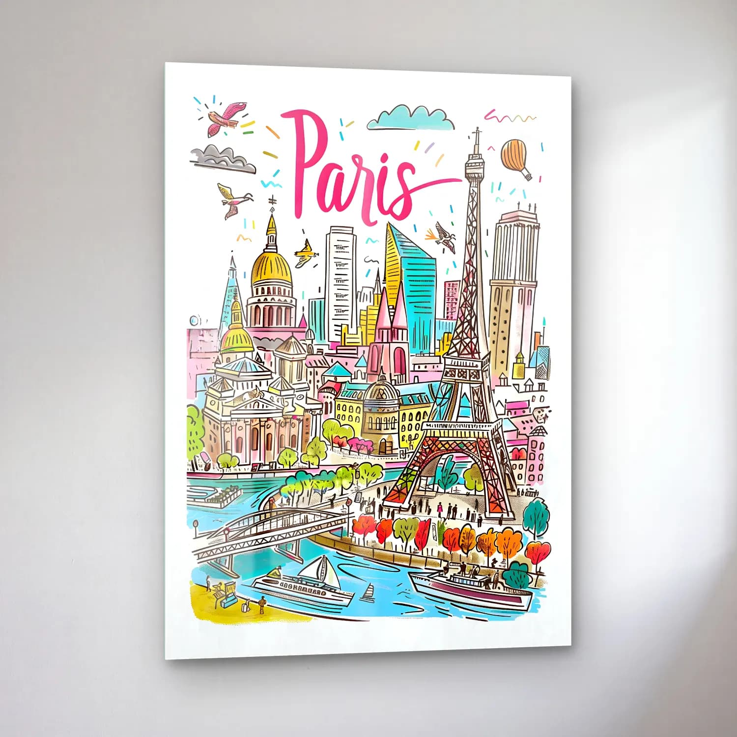 Vintage Paris ve Eyfel Kulesi – Pembe Tonlar cam tablo — sol açıdan görünüm