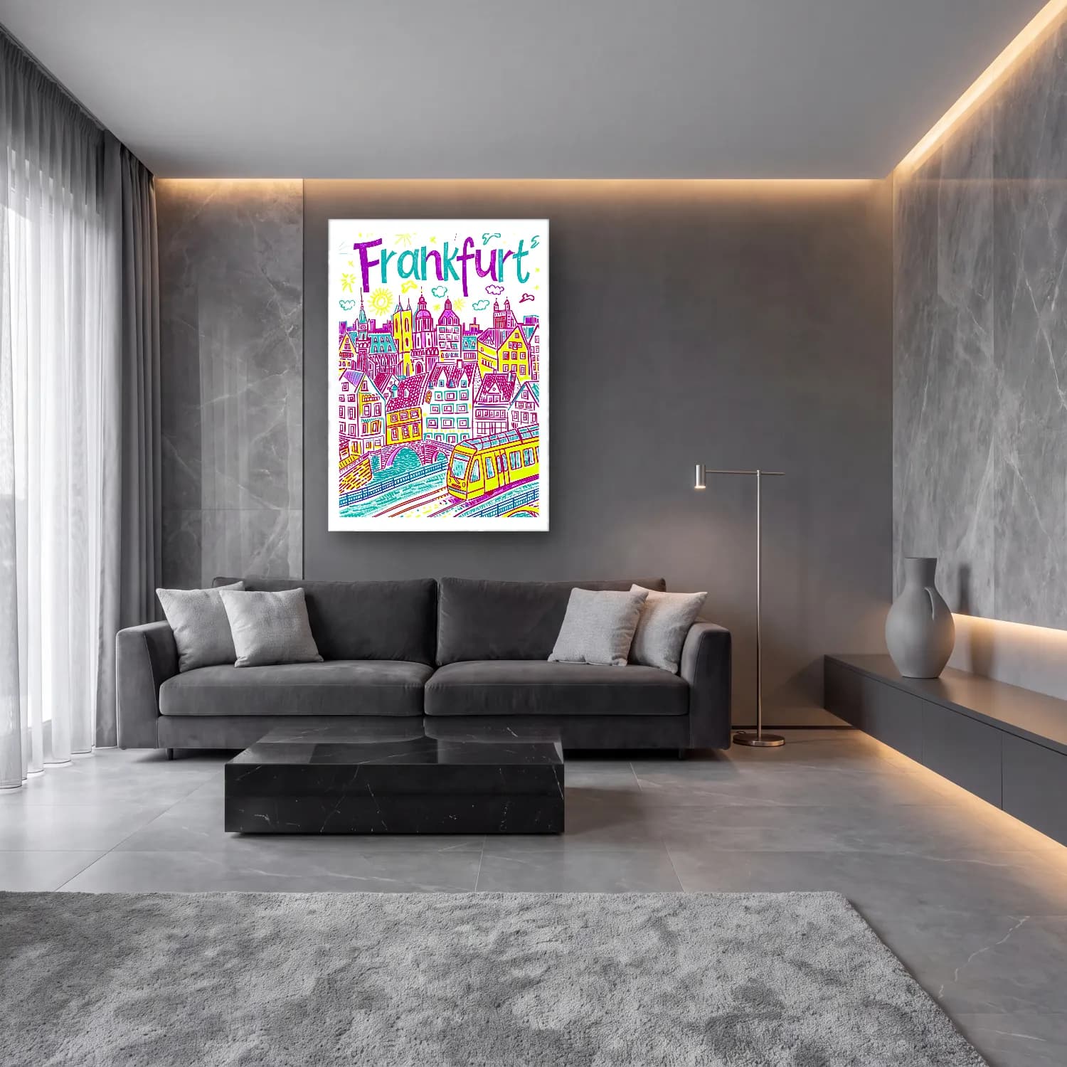 Pop Art Londra No. 8 cam tablo — lüks salon duvarında