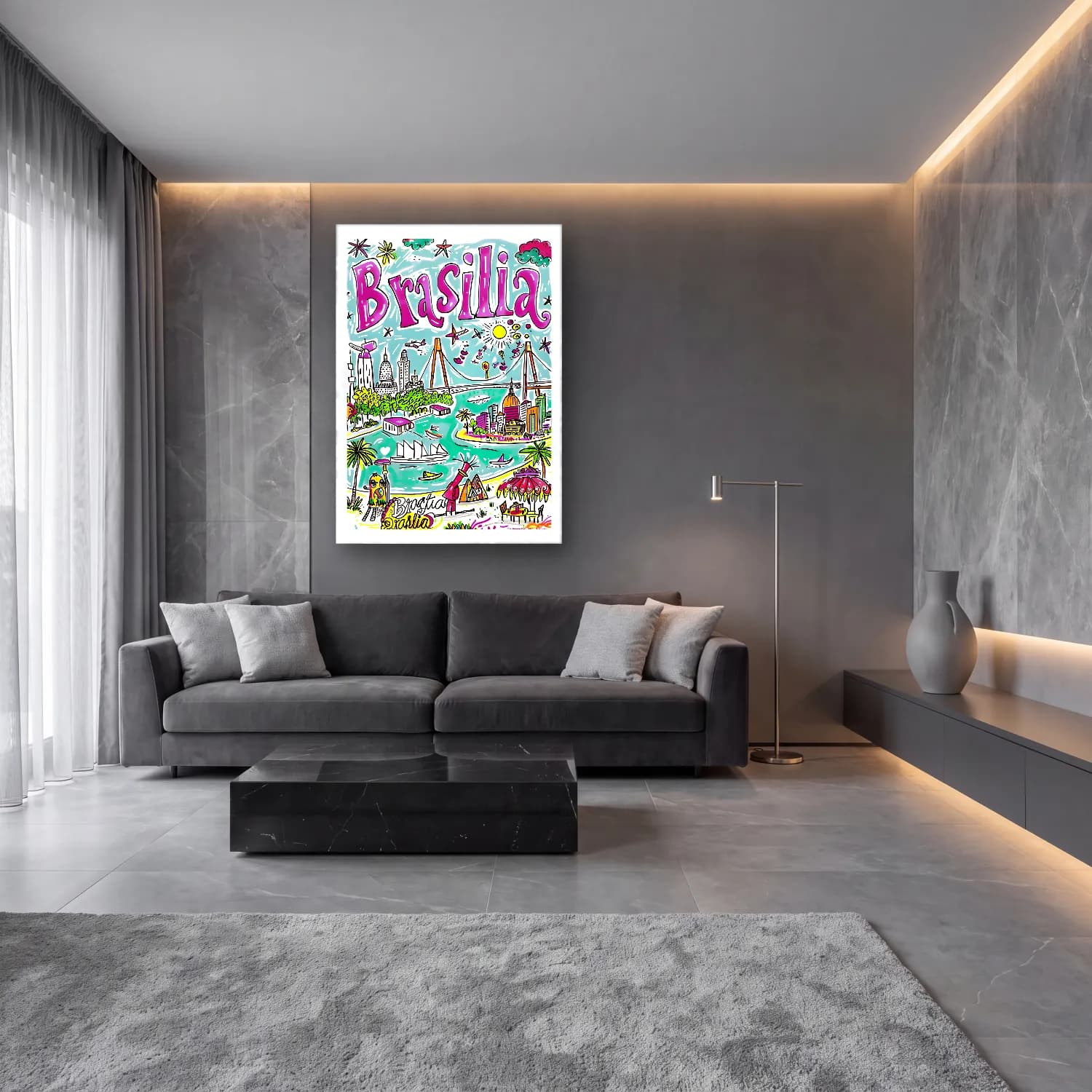 Maksimalist İstanbul No. 13 cam tablo — lüks salon duvarında