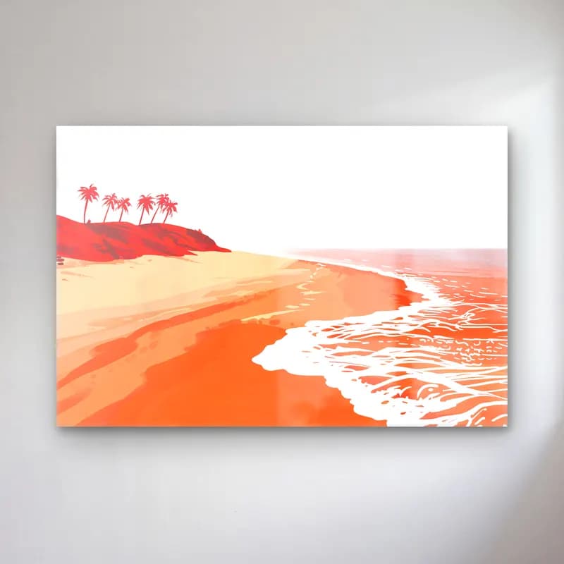 Simple Drawing – Indian Red – Turuncu Tonlar cam tablo — Simple Drawing – Indian Red – Turuncu Tonlar — vintage dalgalı sahil