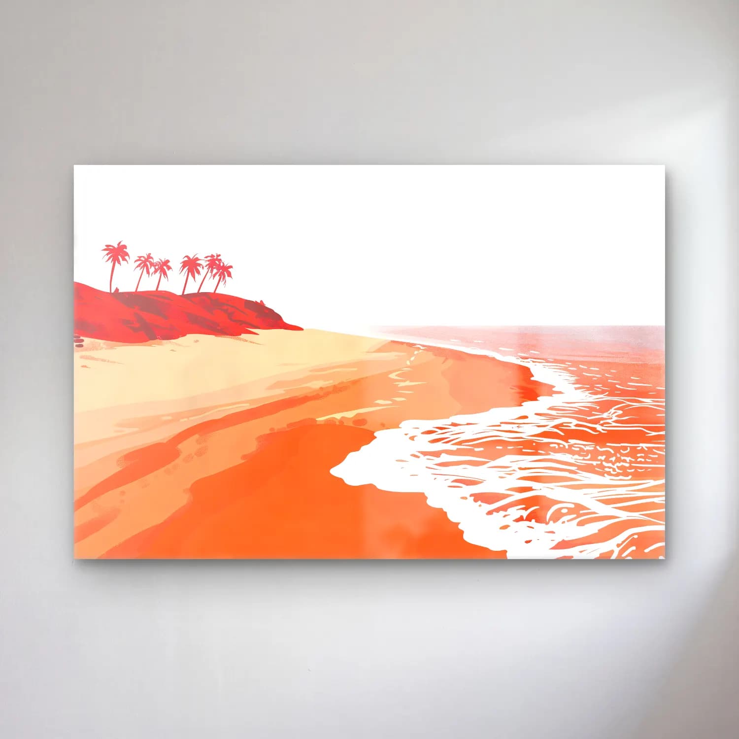 Simple Drawing – Indian Red – Turuncu Tonlar cam tablo — Simple Drawing – Indian Red – Turuncu Tonlar — vintage dalgalı sahil