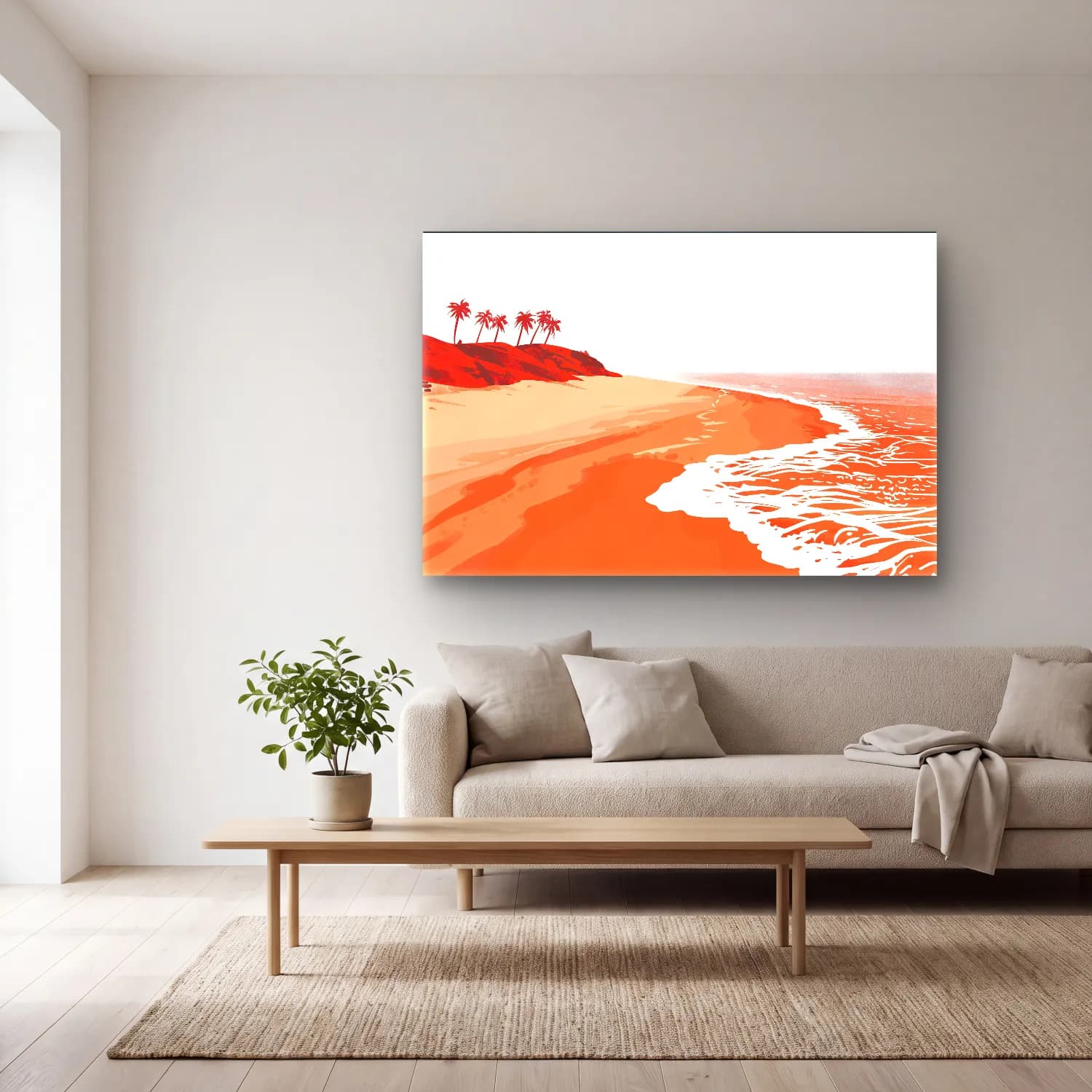 Simple Drawing – Indian Red – Turuncu Tonlar cam tablo — açık renk salonda