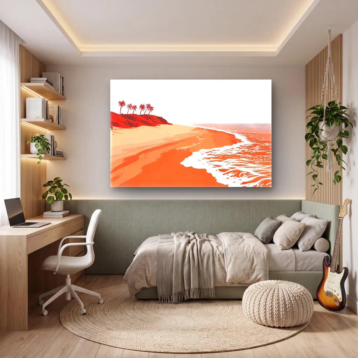 Simple Drawing – Indian Red – Turuncu Tonlar cam tablo — genç odasında