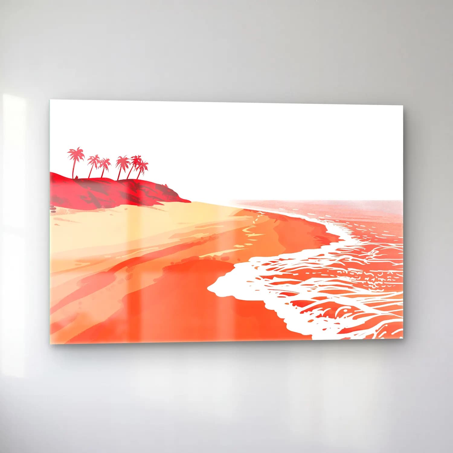 Simple Drawing – Indian Red – Turuncu Tonlar cam tablo — sol açıdan görünüm