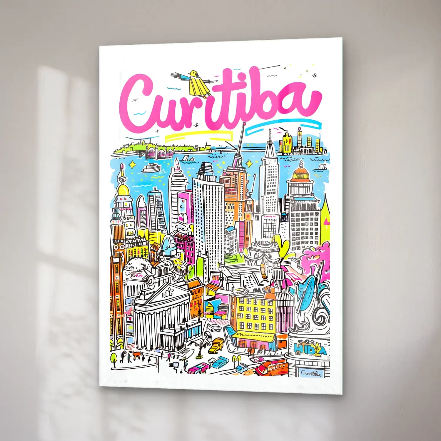 Maksimalist New York Silüeti No. 20 cam tablo — sağ açıdan görünüm
