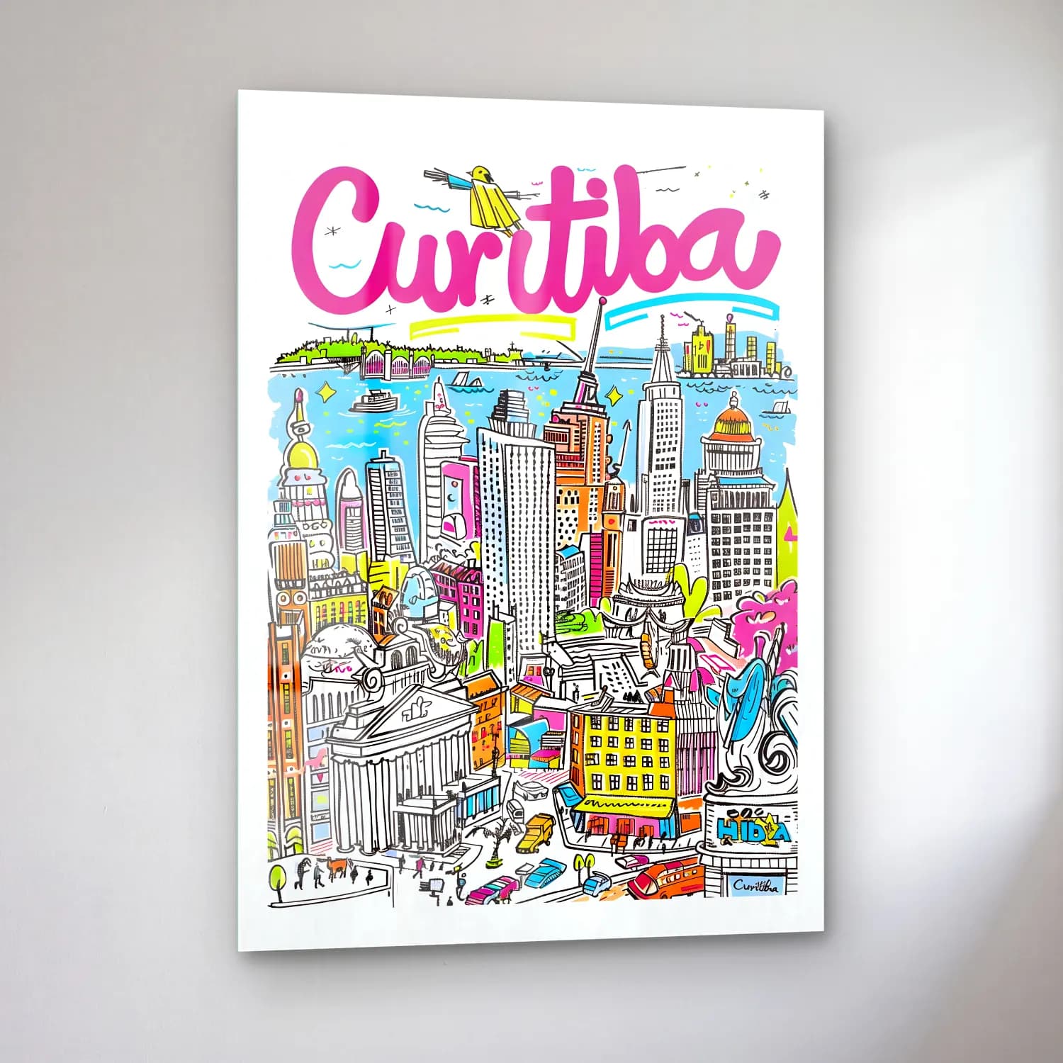 Maksimalist New York Silüeti No. 20 cam tablo — sol açıdan görünüm