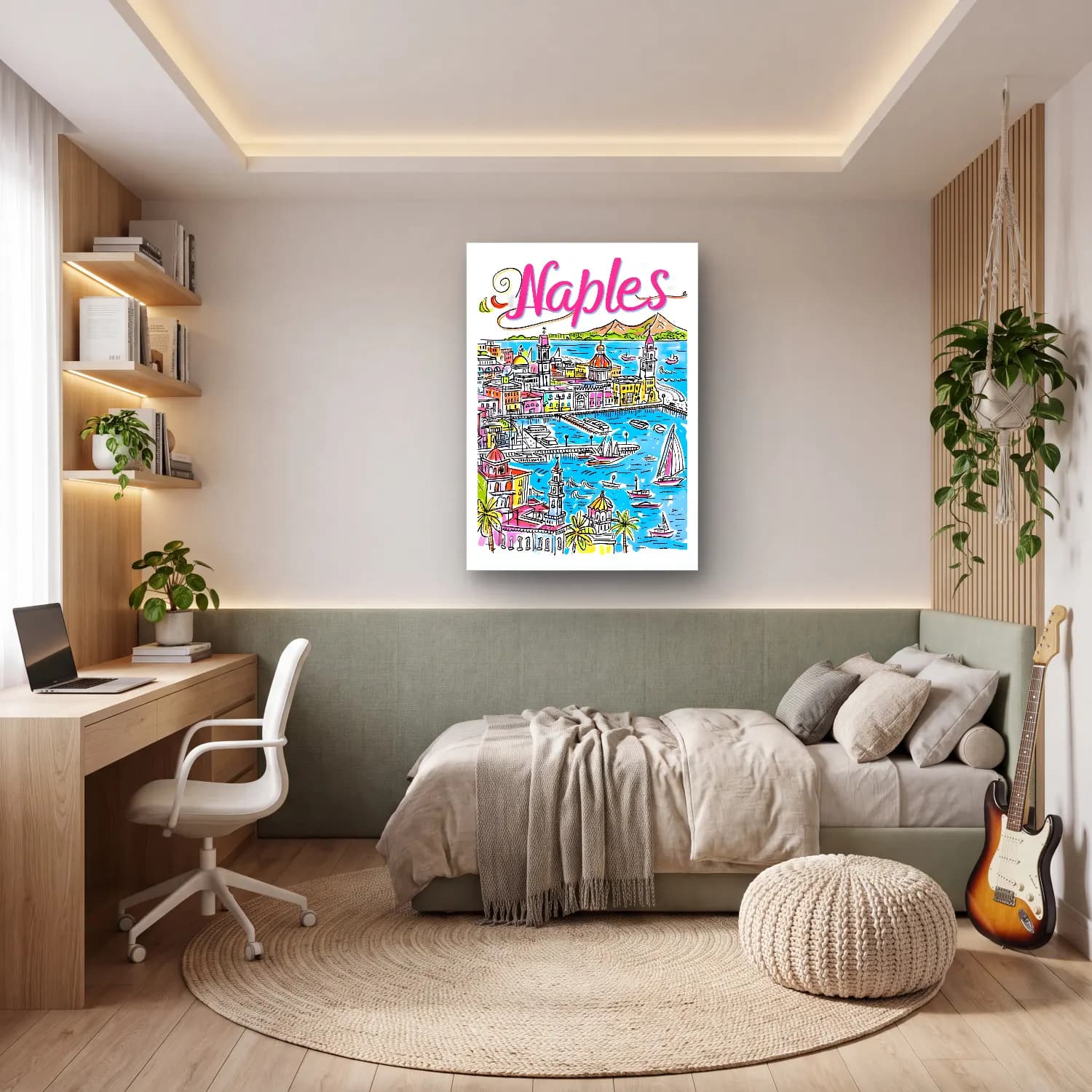 Vintage Poster Liman ve Tekneler No. 7 cam tablo — genç odasında