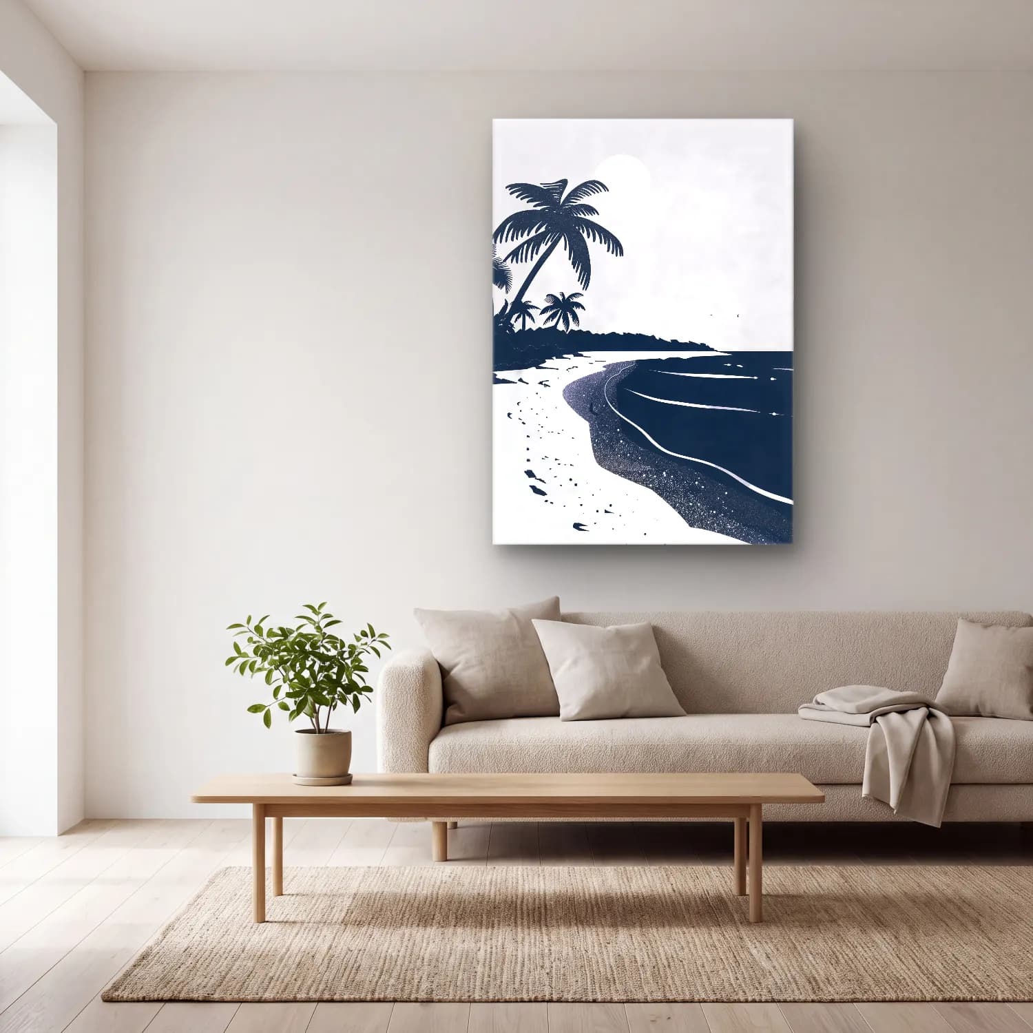 Simple Drawing – navy blue cam tablo — açık renk salonda