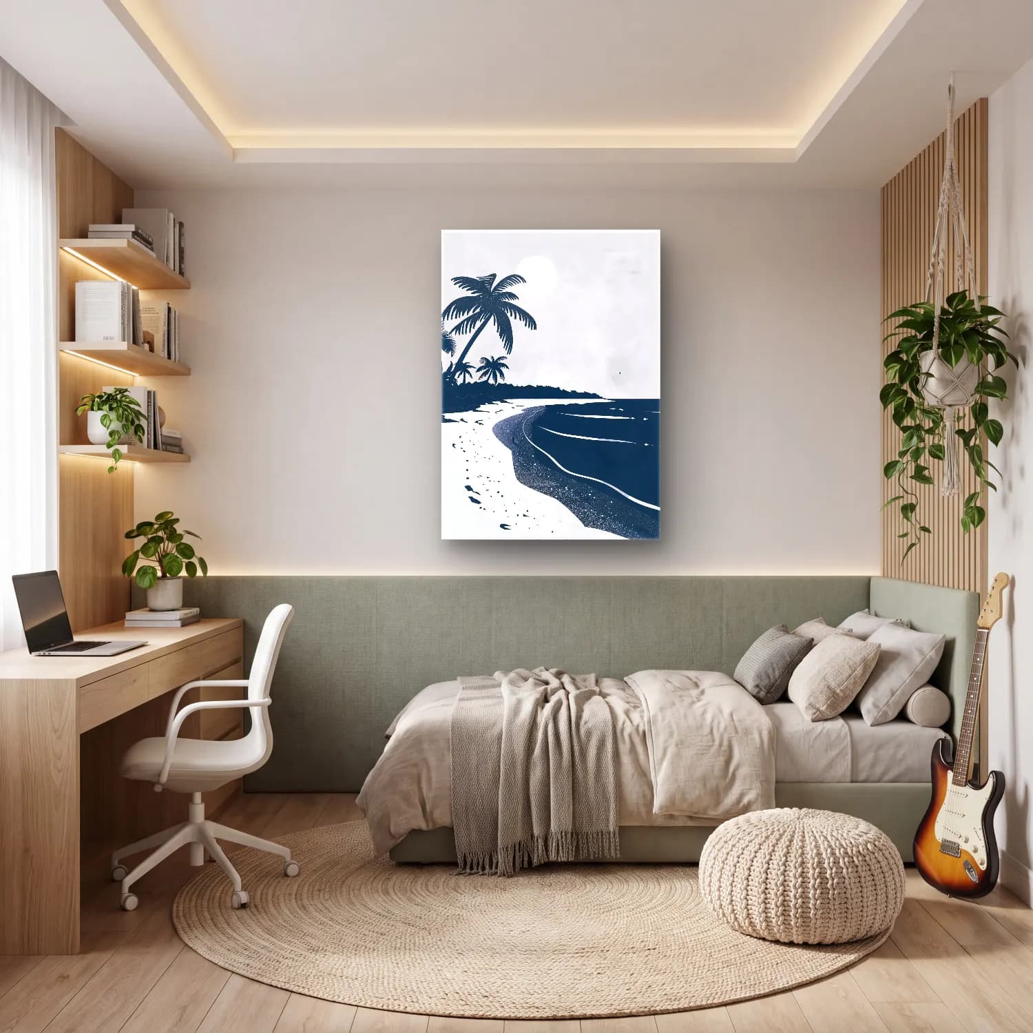 Simple Drawing – navy blue cam tablo — genç odasında