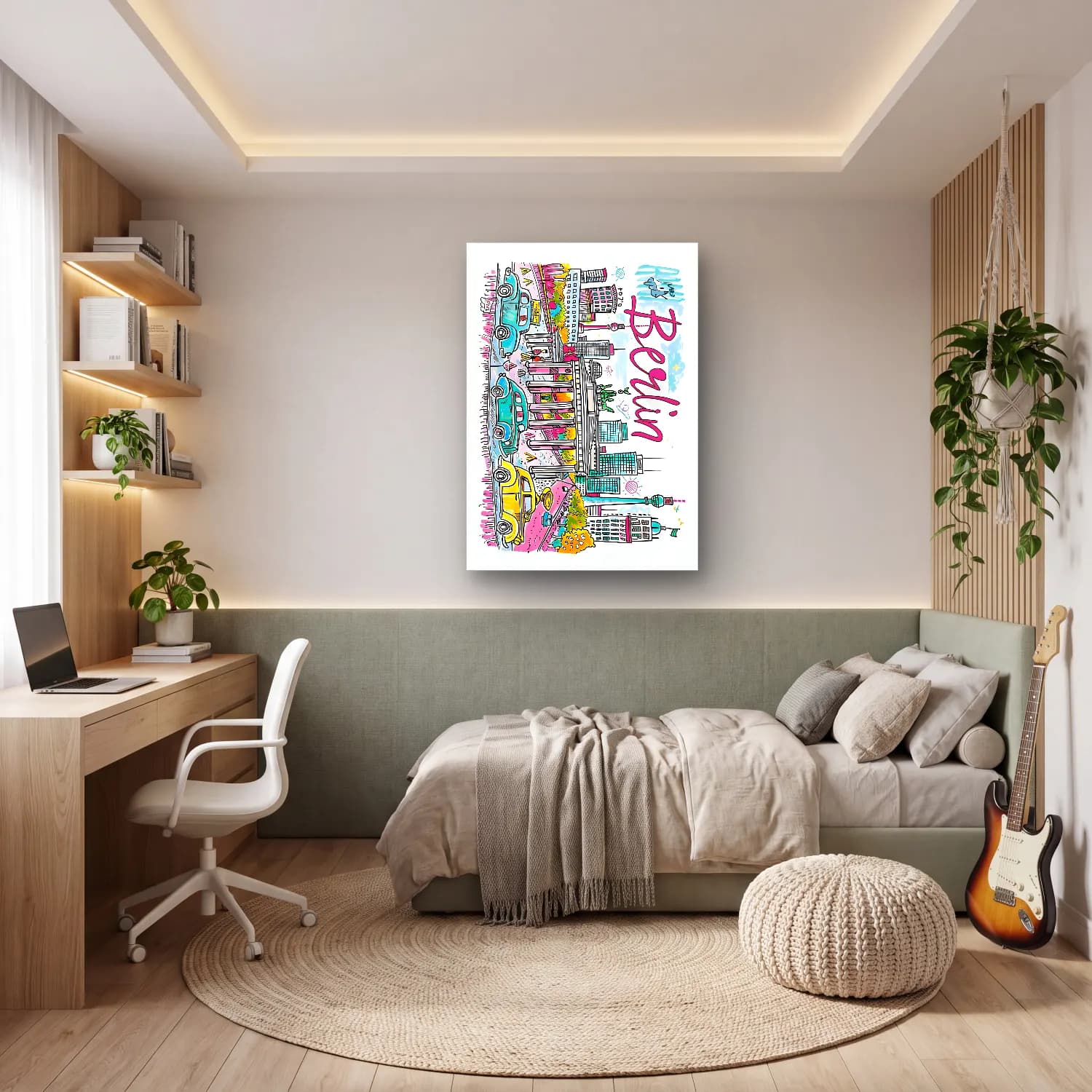 Pop Art Japon Şehri No. 6 cam tablo — genç odasında