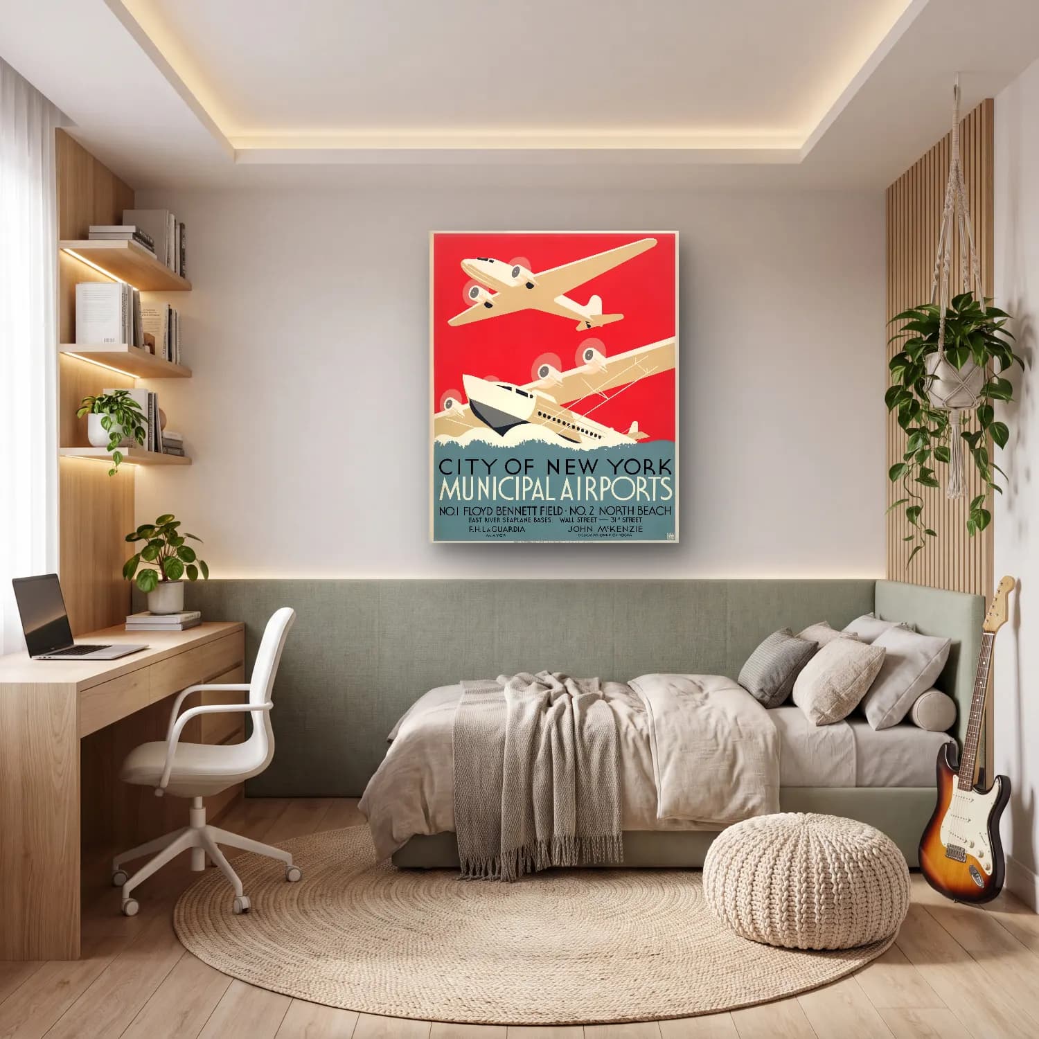 Vintage Poster Uçak No. 6 cam tablo — genç odasında