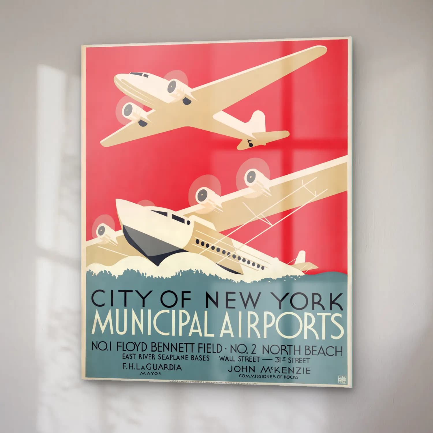 Vintage Poster Uçak No. 6 cam tablo — sağ açıdan görünüm